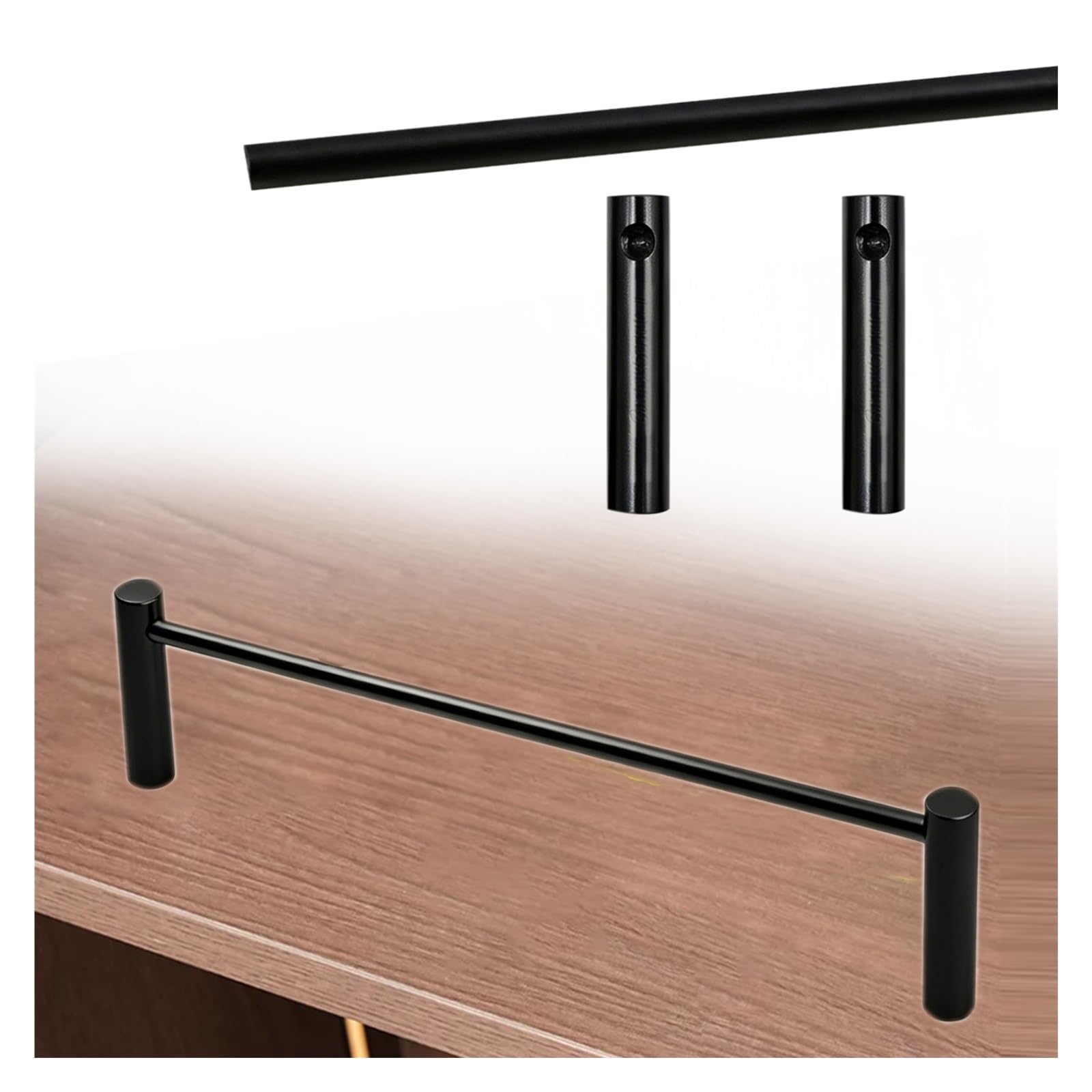 Hphdfs Style A Decor Shelf Rail Guard Black 50 55 60 65 70 75 80Cm, Bookcases Indoor Storage Areas Anti-Fall Railing, Custom & Removable Cabinet Guardrail Bar With 2 End Post(,20Cm/7.9In)