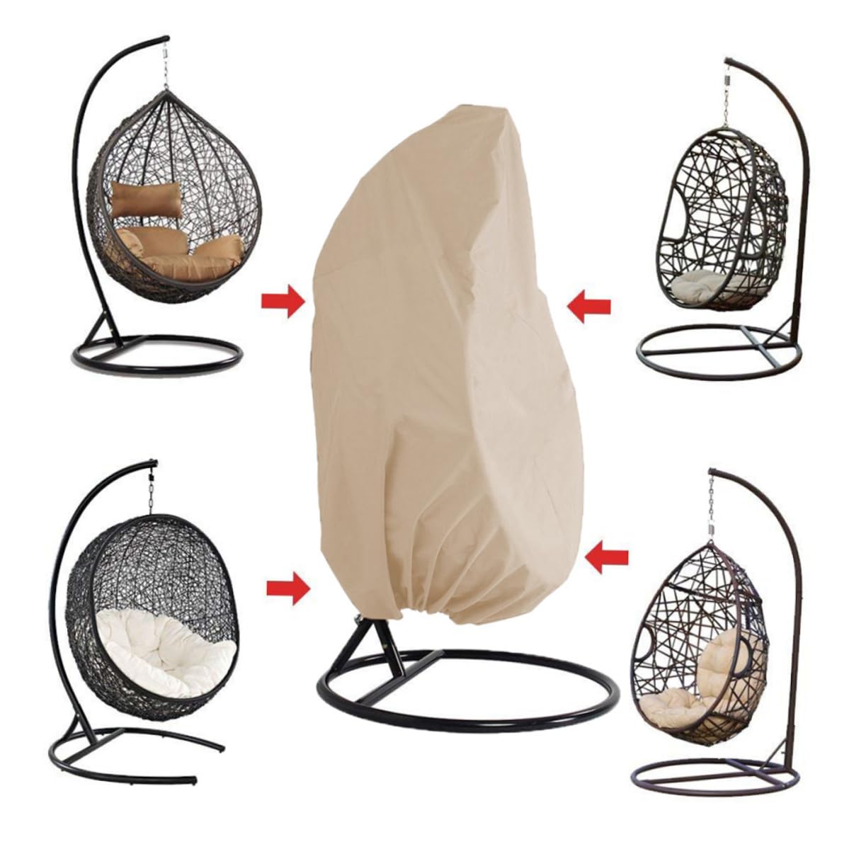 SUPVOX 1Pièce Housse de Chaise Suspendue pour Jardin Protection Extérieure Pluie UV Vent Beige