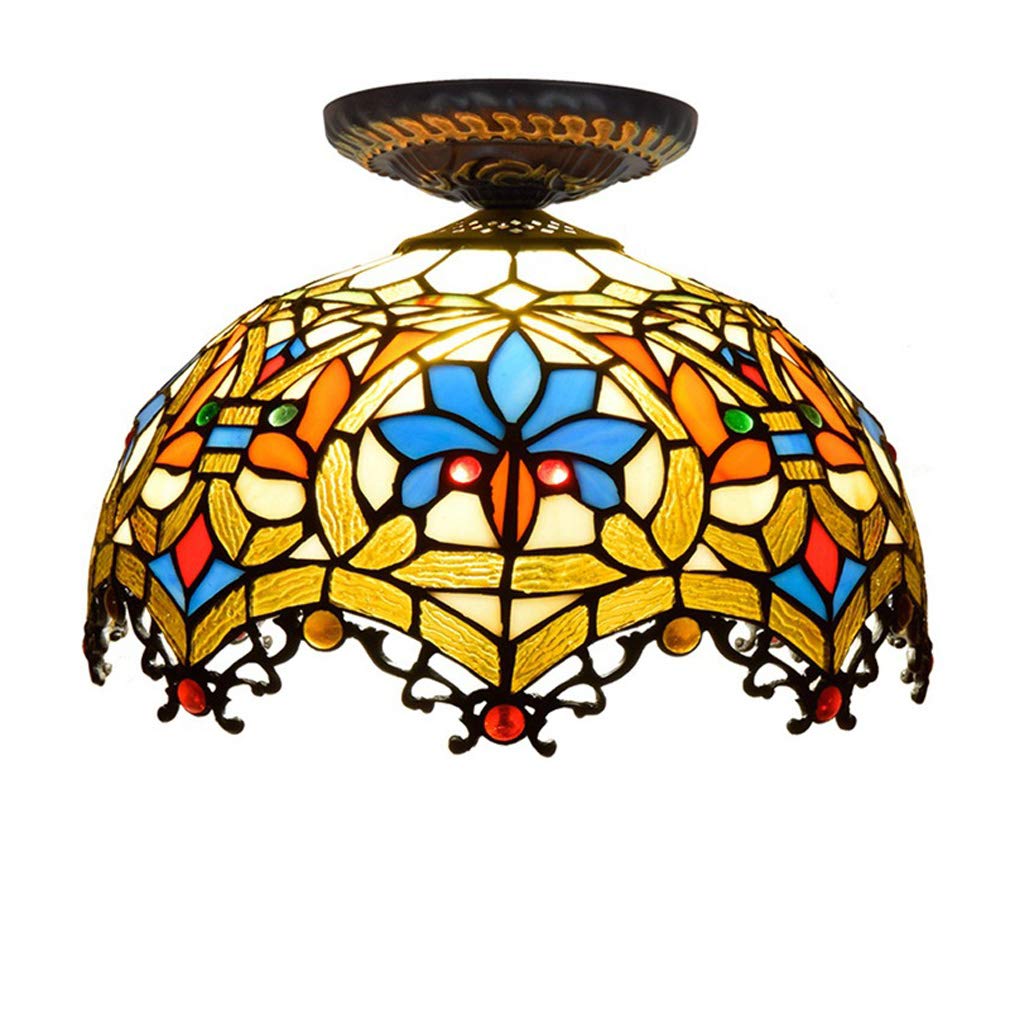 YNIYUJKL Tiffany-Style Ceiling Lights 12-Inch Ceiling Lamp Stained Glass Ceiling Lamps For Living Room Corridor Ceiling Light Decor Light, E27