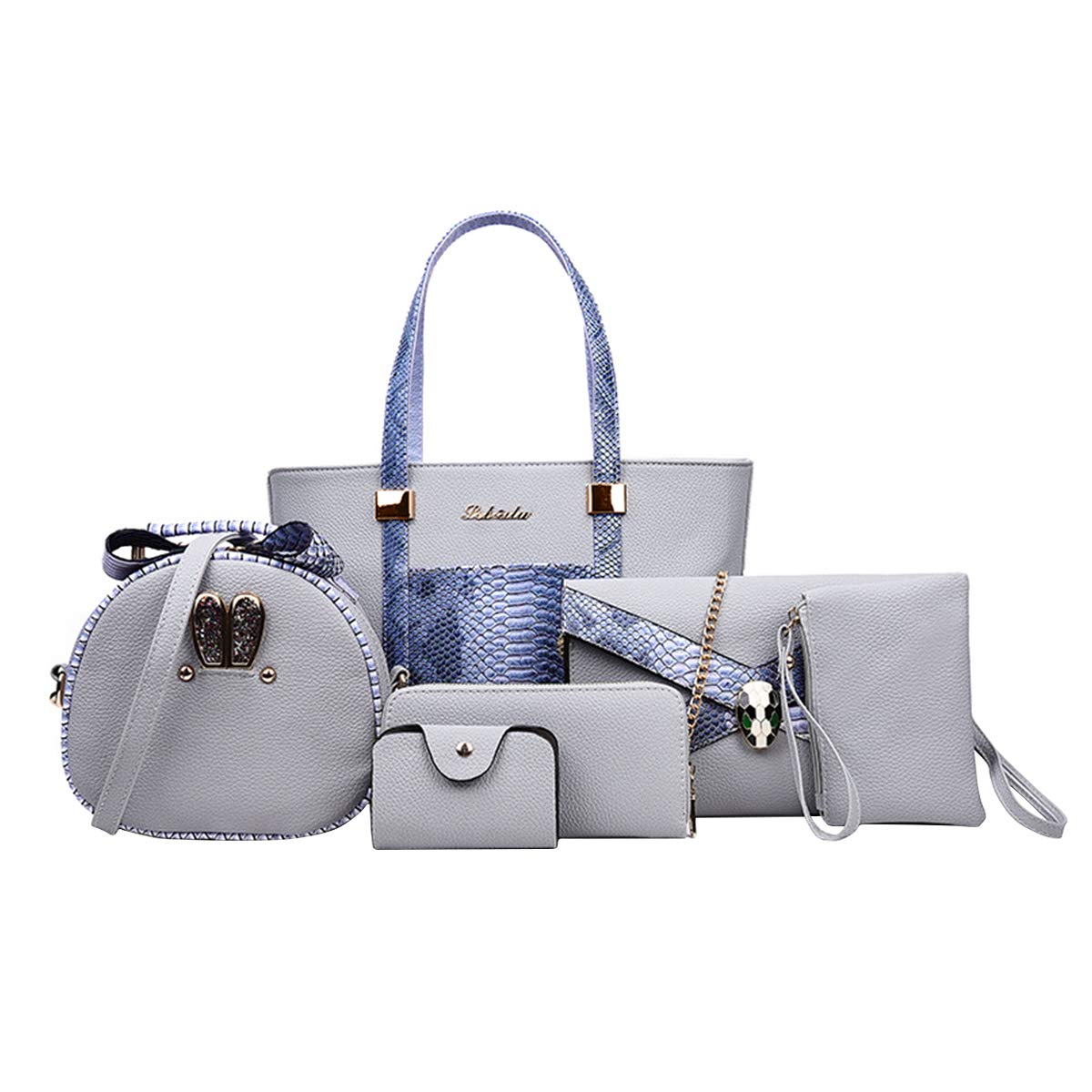 NICOLE & DORIS borsa per donna Borsette Donna 6 pezzi Borse Tracolla Portafogli borse a tracolla Grigio