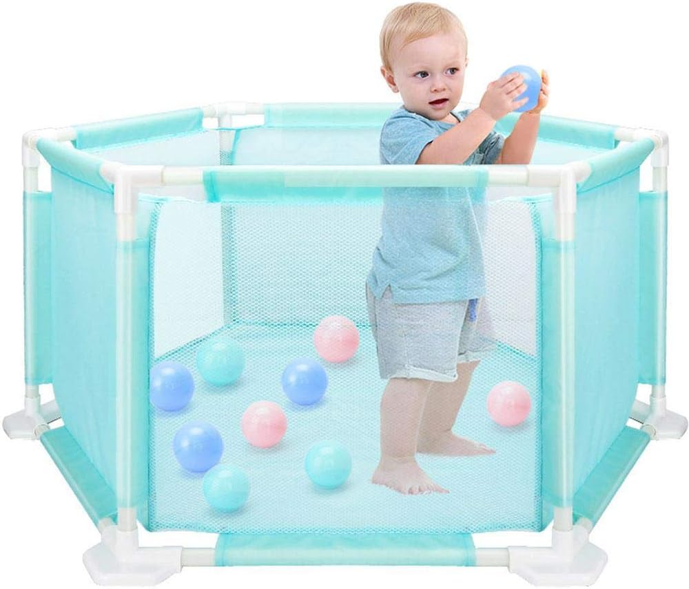 Baby Playpen Children's Playpen Hexagonal Infant Play Playpen Foldable Compact Strong Durable Play Area Playard Toys Washable Ocean Ball Pool Set For Babies/Toddler/Newborn/Infant Safe Crawling