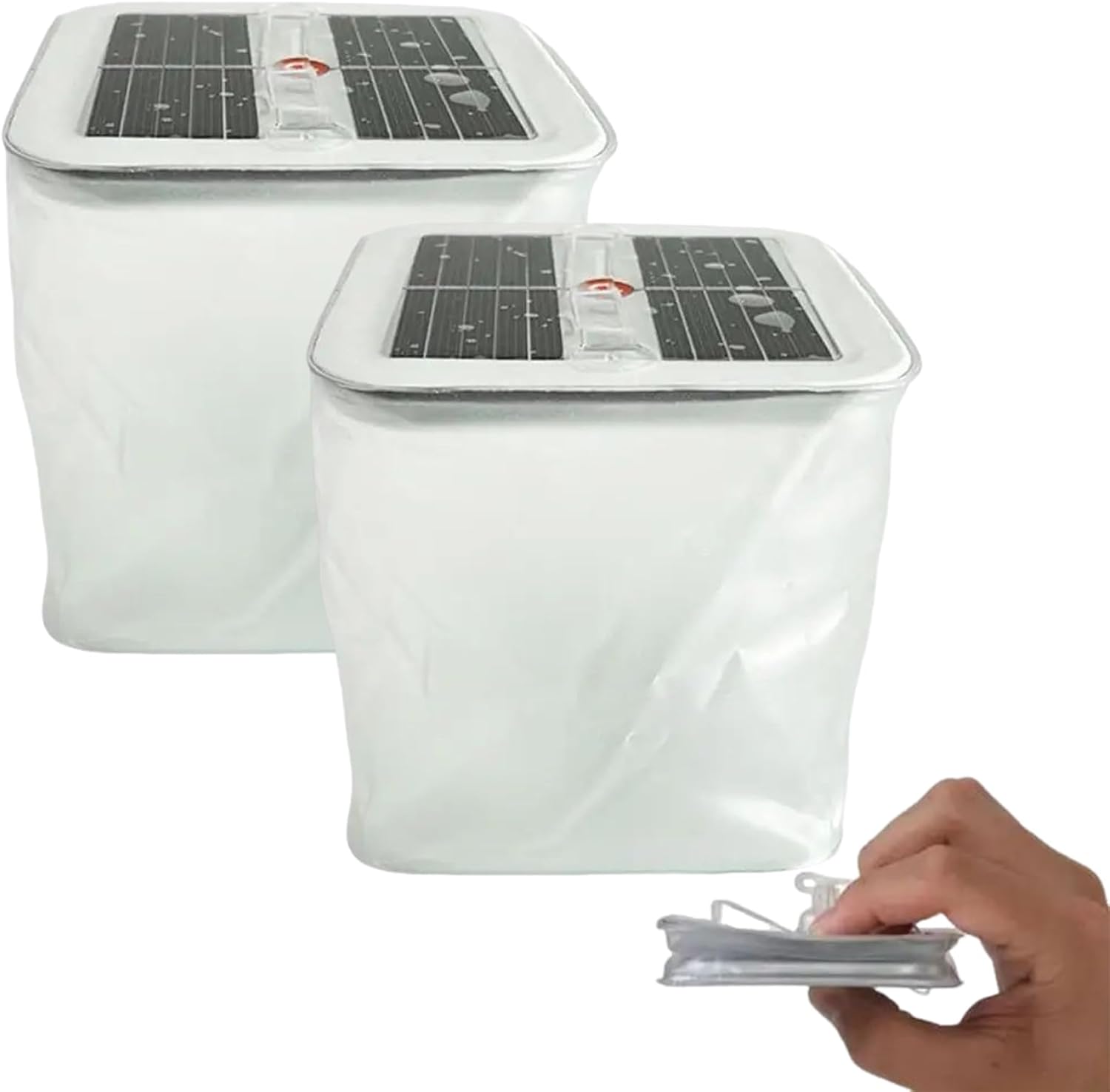 2Pcs Inflatable Solar Lantern Waterproof Solar Camping Lantern with LEDs & Handle Portable Foldable Solar Powered Lantern for Camping, Hiking, Travel, Backpacking, Solar Lantern Camping, Inflatable image 2