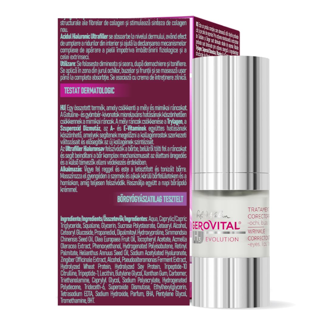 GEROVITAL EVOLUTION Anti-Wrinkle Serum for Eyes, Lips and Forehead Area with Hyaluronic Acid, Vitamin A and E, Reduces Deep Wrinkles, Improves Skin Elasticity, 15 ml - Image 9