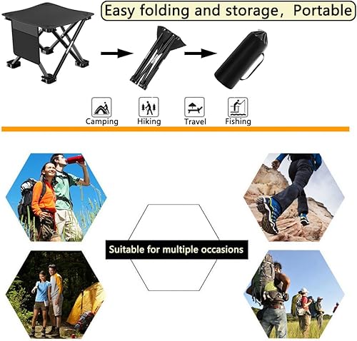 Miniatura 6 de Volicrt Taburete portátil de camping para camping, barbacoa, pesca, jardinería, senderismo, playa y viajes, puede soportar hasta 400 libras con