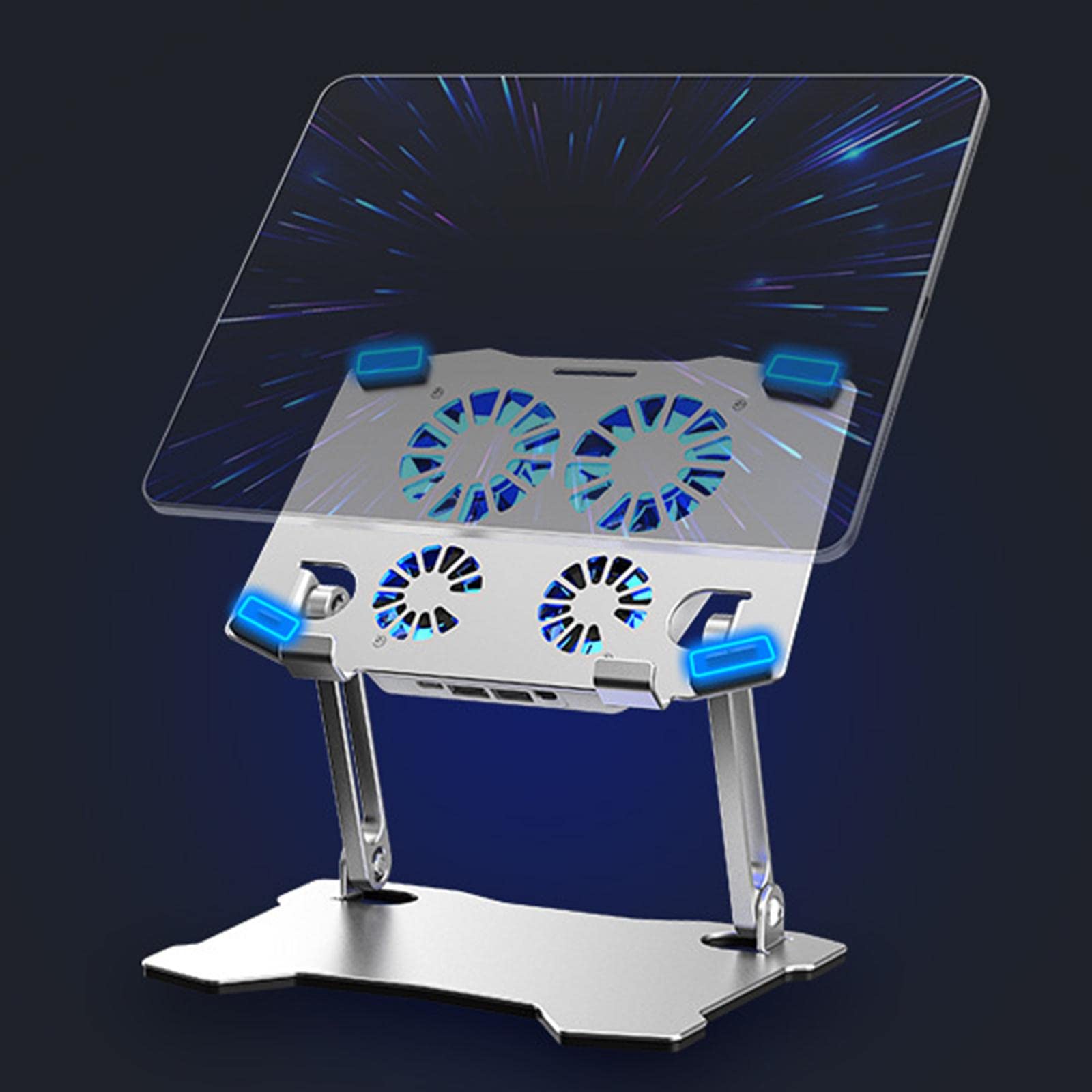 Supporto per Tablet con Ventola di Raffreddamento Supporto Regolabile in Lega di Alluminio per Scrivania di Casa