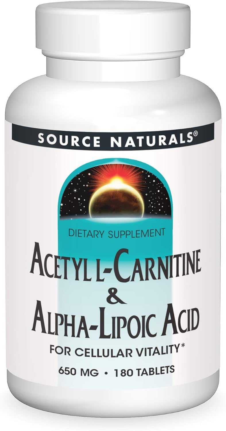 Source Naturals Acetyl L-Carnitine & Alpha-Lipoic Acid 650mg - 180 Tablets