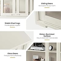 Vista 7 de NAFORT Aparador de madera con puertas correderas, mesa de consola de almacenamiento de cocina, barra de café con estante ajustable para sala