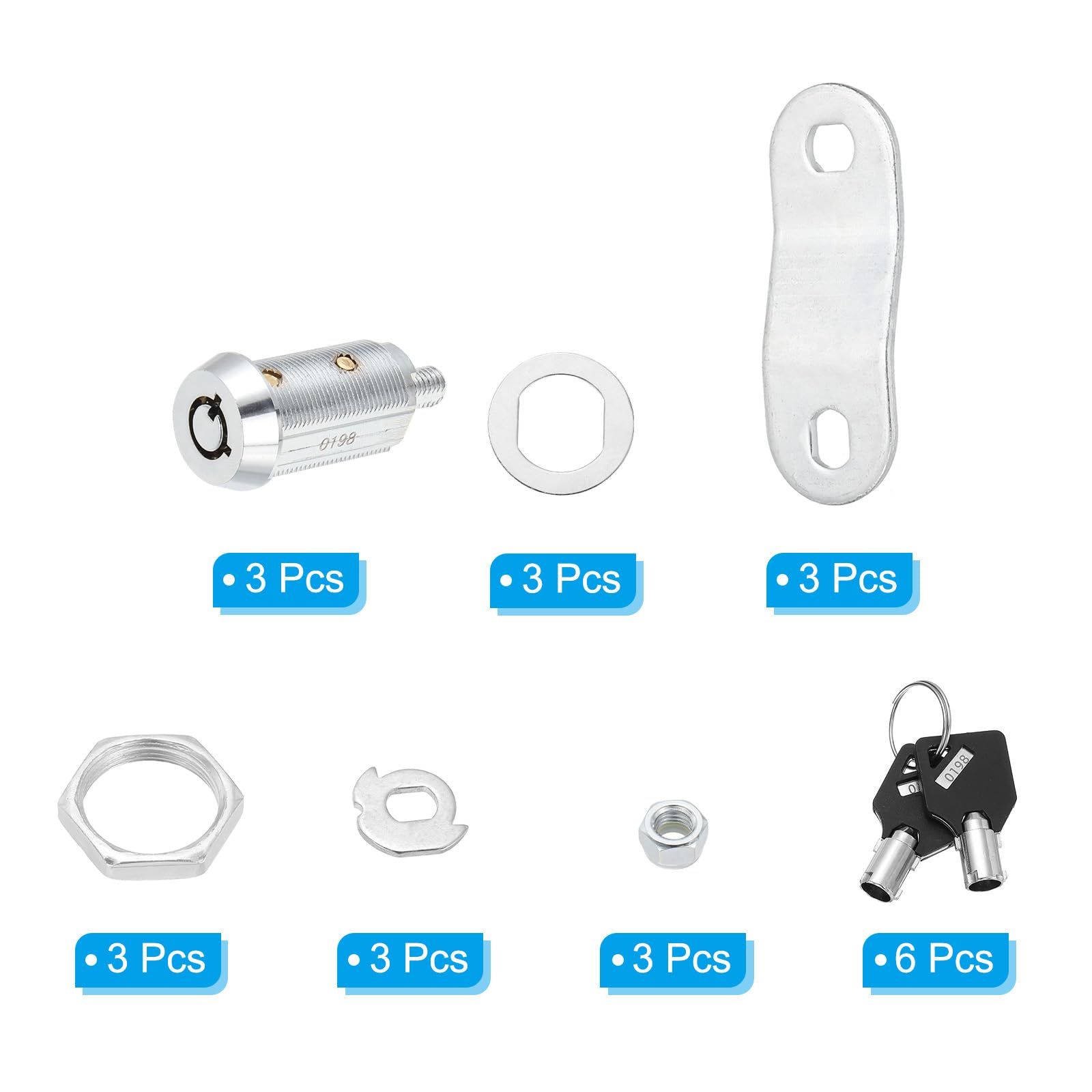 PATIKIL 1-1/8 Inch Cabinet Locks with Key - Image 3
