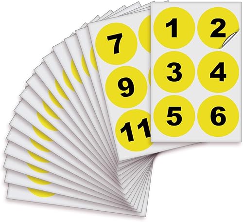 Miniatura 76 de iSYFIX Calcomanías amarillas de números consecutivos – 1 a 100, 2 pulgadas, 1 juego – Vinilo autoadhesivo de alta calidad, ideal para inventario