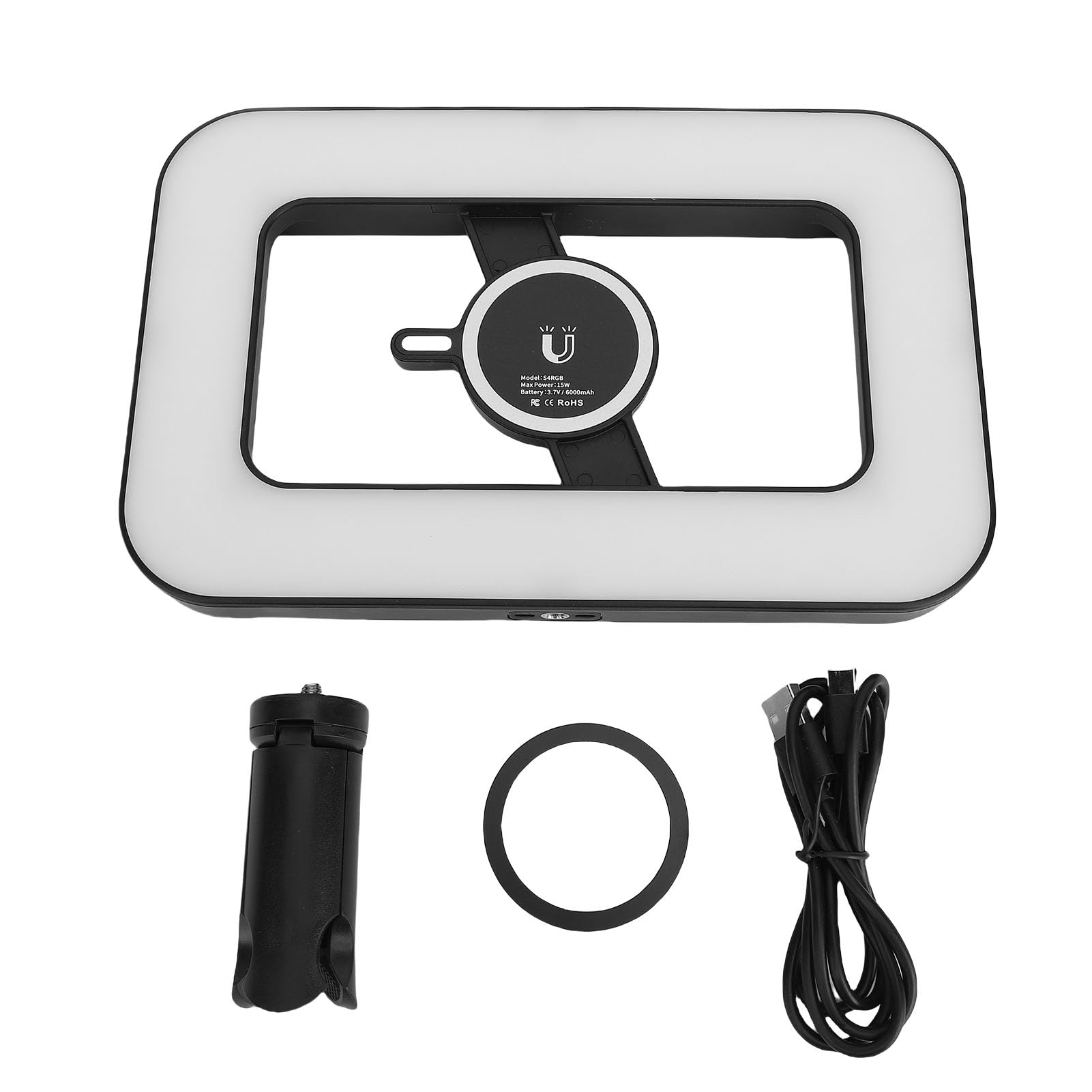 Plataforma de Video de Teléfonos Inteligentes con Luz, Kit de Luz Selfie de Anillo de Mano de Mano a Todo Color 2500-6500K RGB con Trípode, Estabilizador de Video Móvil LED con