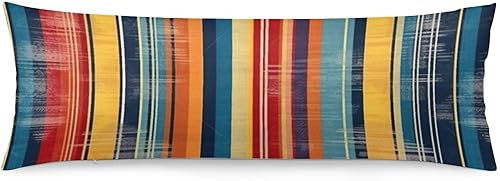 Funda de almohada corporal, estilo bohemio, mexicano, retro, multicolor, funda de almohada de cuerpo largo, de poliéster, decorativa, bohemio, a