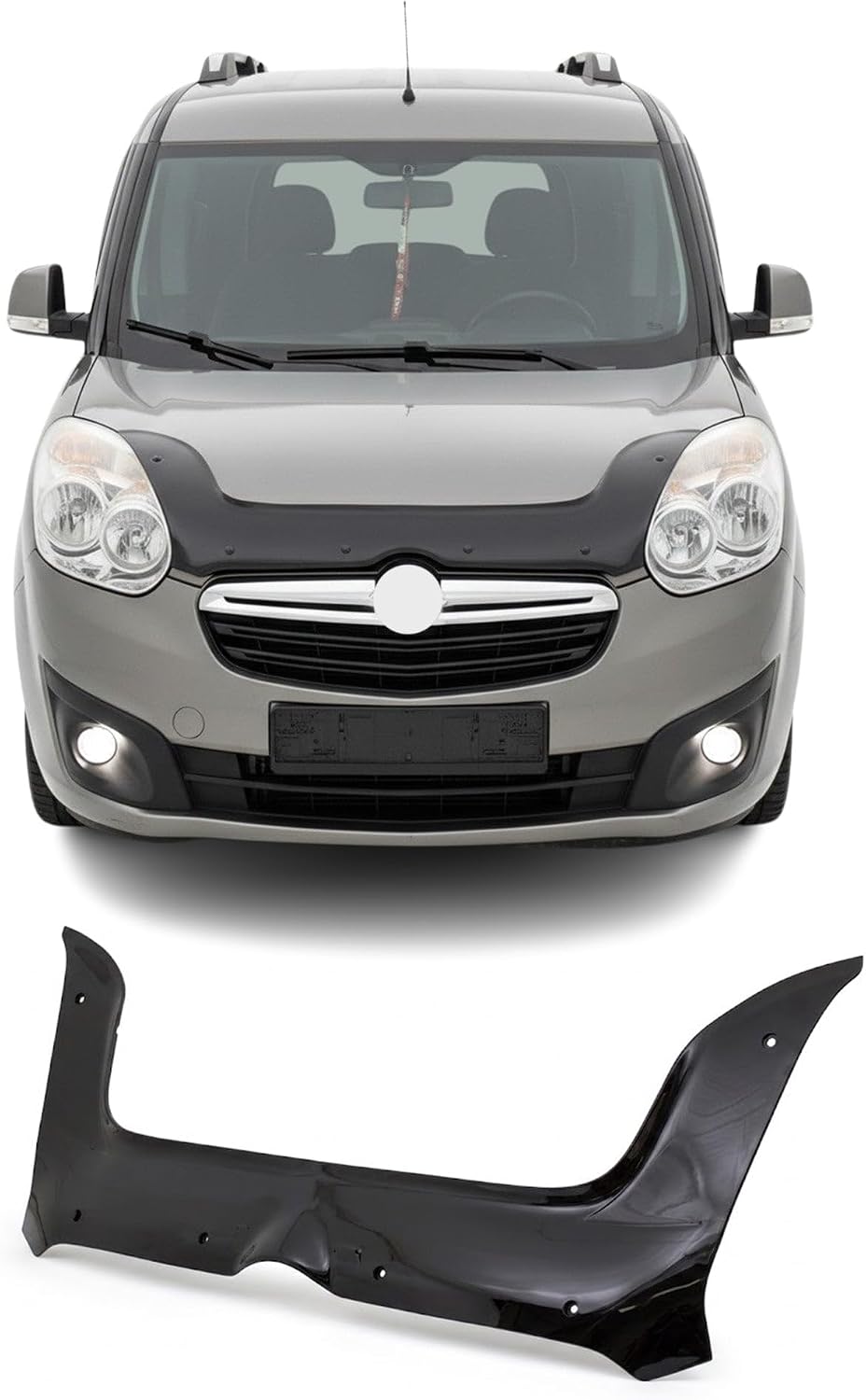 Hood Deflector Guard fits Opel Combo D 2010-2015 Bugflector Bug & Bonnet Shields, Black ABS Hood Protector, Protects from Particles & Bug, All Weather Car Exterior Accessories