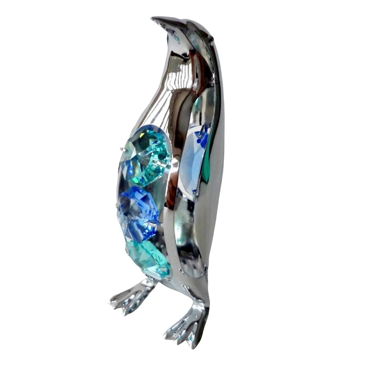 Crystocraft Green Blue Penguin Crystal Ornament With Swarovski Elements Gift Boxed Crystals Chrome Plated Nautical Ocean Creature Perfect Keepsake Collectors Gift Figurine