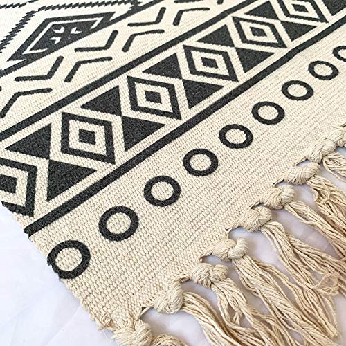 Ukeler Cotton Printed Kilim Kitchen Rugs Hand Woven Geometric Accent Throw Rug For Bathroom Laundry Room Bedroom, 23.6" X 51.2" #TOP6