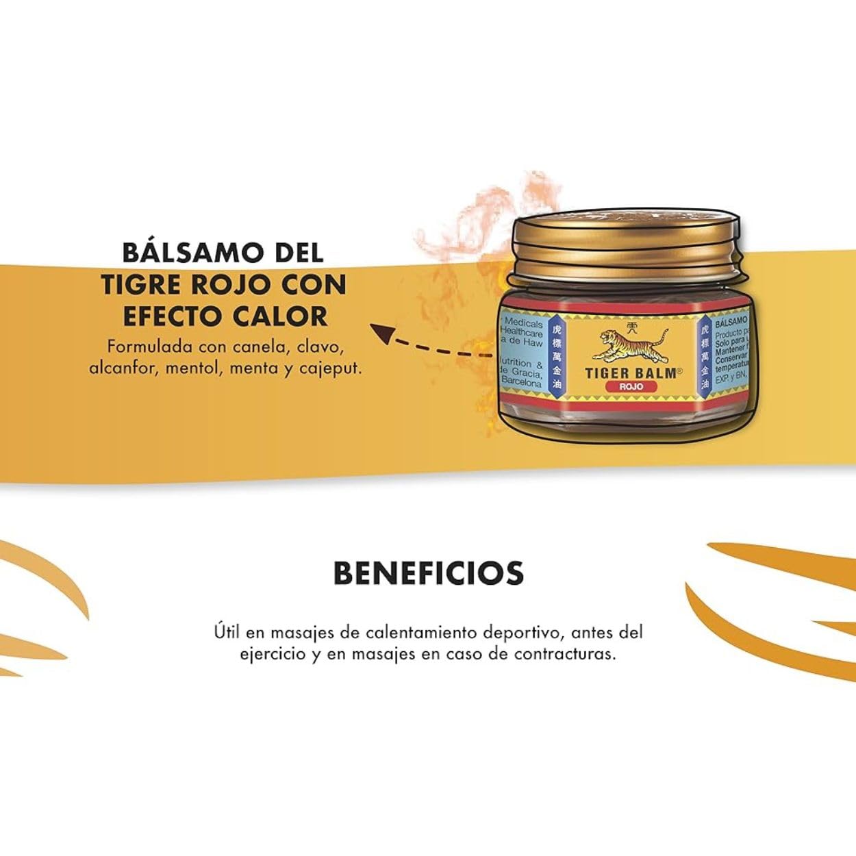 Tiger Balm Rojo – Bálsamo Original para Masajes con Efecto Calor, Alivio Muscular y Articular, Fórmula Tradicional con Canela, Clavo, Mentol y Alcanfor – 19 g