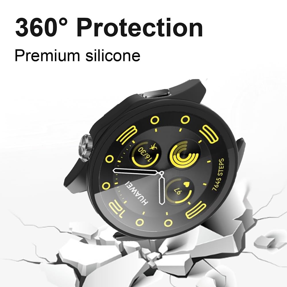 SciuU Schutzhülle Mit Displayschutz Für Huawei GT 3 46mm | 2 Stück Set | TPU Case + Folie | Schwarz