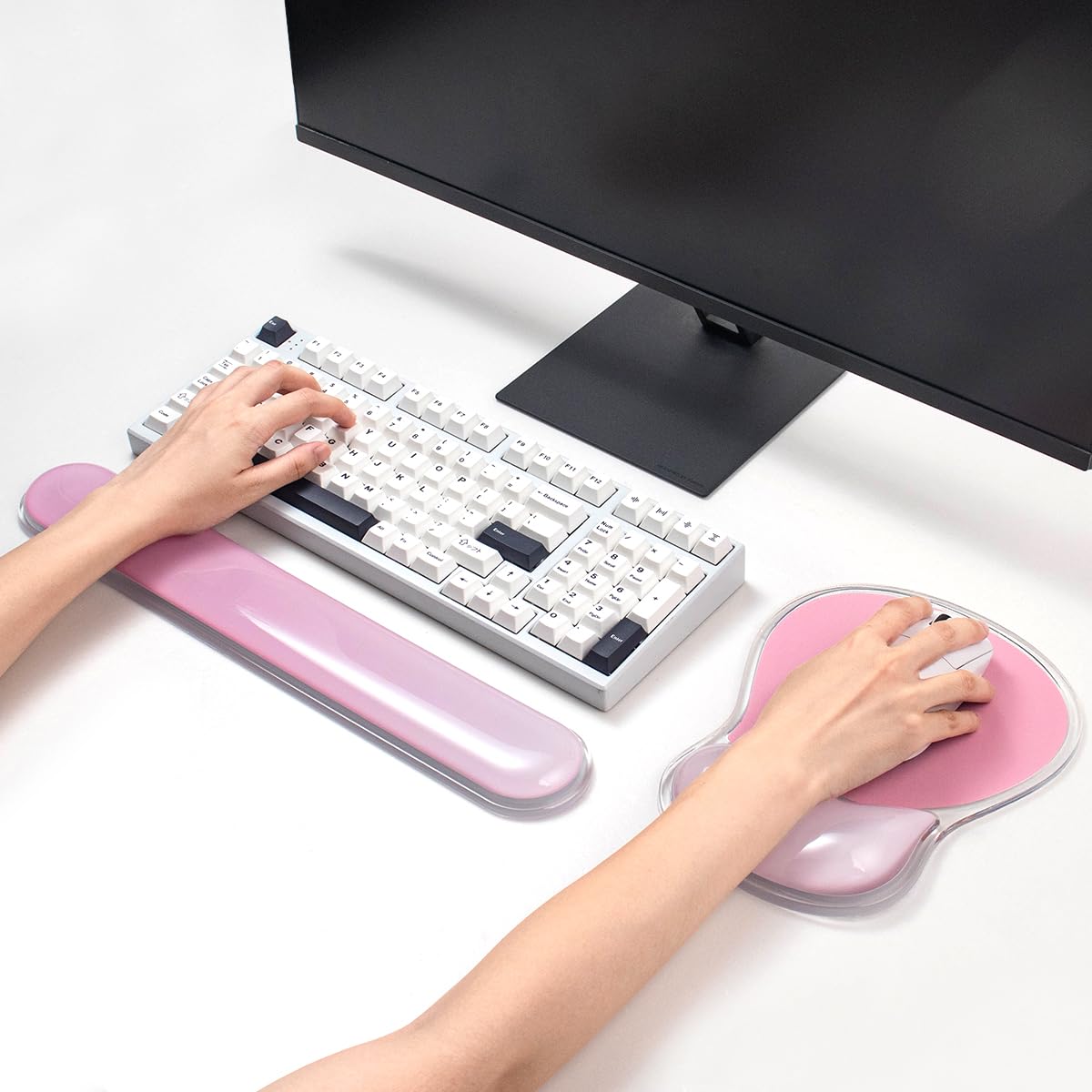 Poggiapolsi in gel rosa per tastiera e mouse – Tappetino ergonomico per