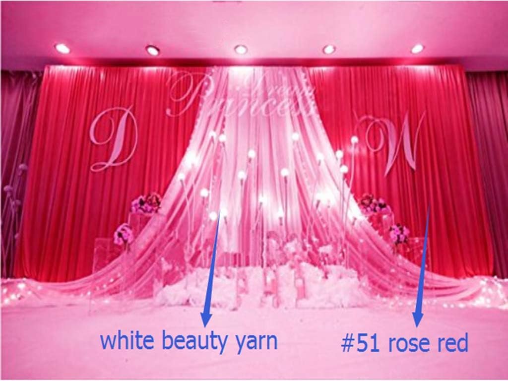 20x10ft Luxury Wedding Stage Silk Backdrop Background Curtains with Beauty Yarn Gauze Decoration (Royal Blue+White)