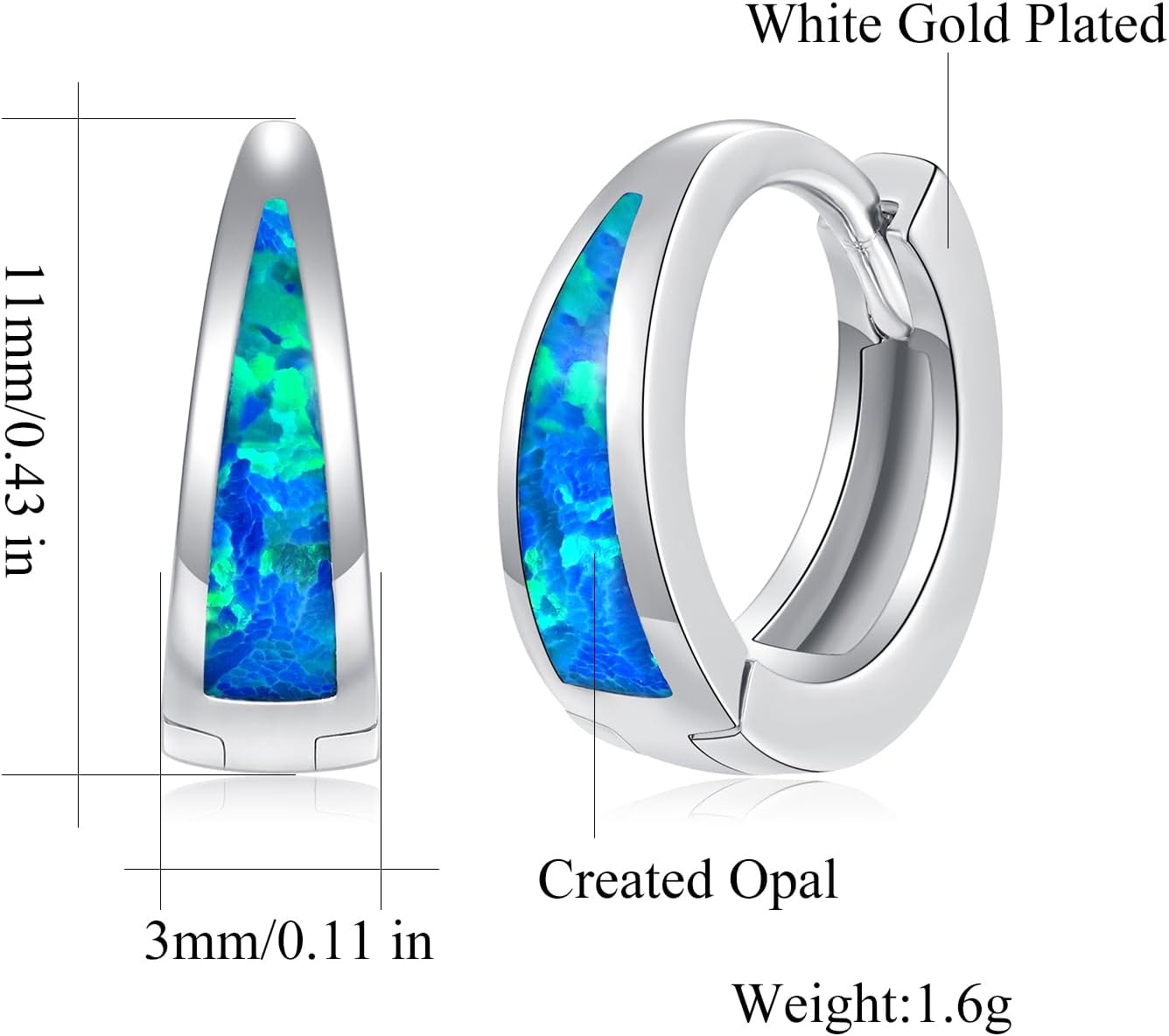 CiNily Opal Earrings for Women Trendy Gold Hoop Earrings, 14k Gold Plated Small Huggie Earrings Tiny Hoops Chunky Gold Earrings Lightweight Thick Gold Hoops Stacks Earrings Silver Gold Opal Jewelry - Image 3