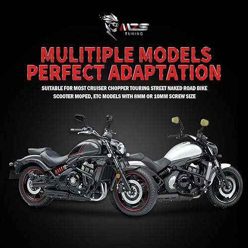 Miniatura 7 de MZS Espejos de la motocicleta, Universal 0.394 in 0.315 in Heavy Duty Aluminio Moto Vista Trasera Espejo Lateral Accesorios Ajustable Flecha Negra