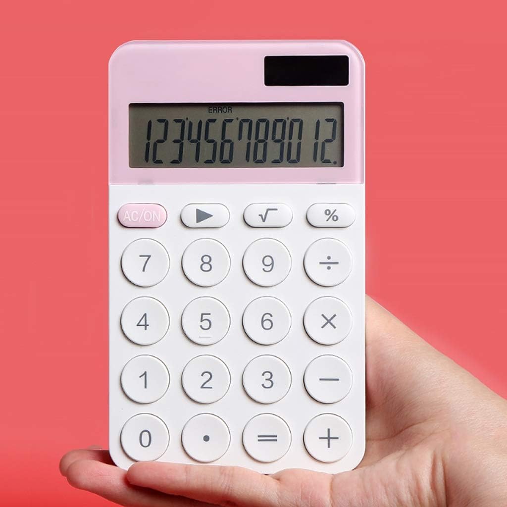 12 Digit Calculator Power Color Caculator Cute Small Solar Calculators Scientic Calculater School Exam for Office