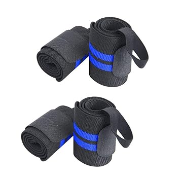 Combo Pack of Wrist Wraps- Wrist Support Band with Thumb Loop for Weightlifting, Powerlifting, Gym, and Crossfit for Men and Women-Pack of 2 (Blue & Blue)