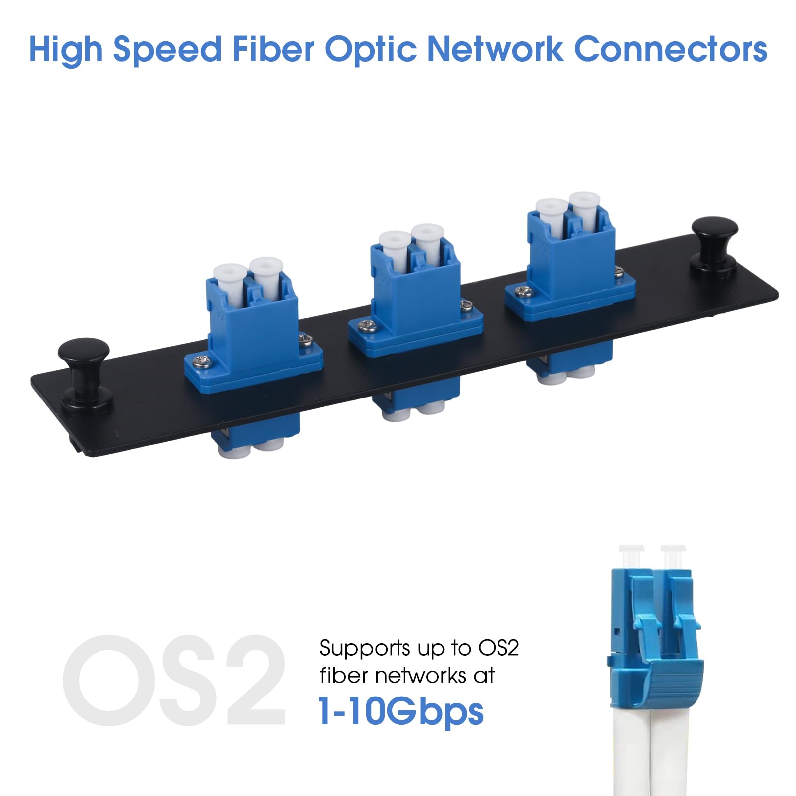 Lot de 3 panneaux de brassage en fibre duplex LC/UPC avec adaptateurs LC duplex monomode bleu, 6 ports de fibre