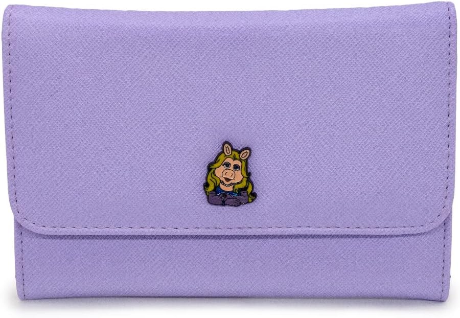 Buckle-DownDisney Wallet, Foldover, The Muppets, Miss Piggy, Violet, Vegan Leather, 6.5" x 4.5"