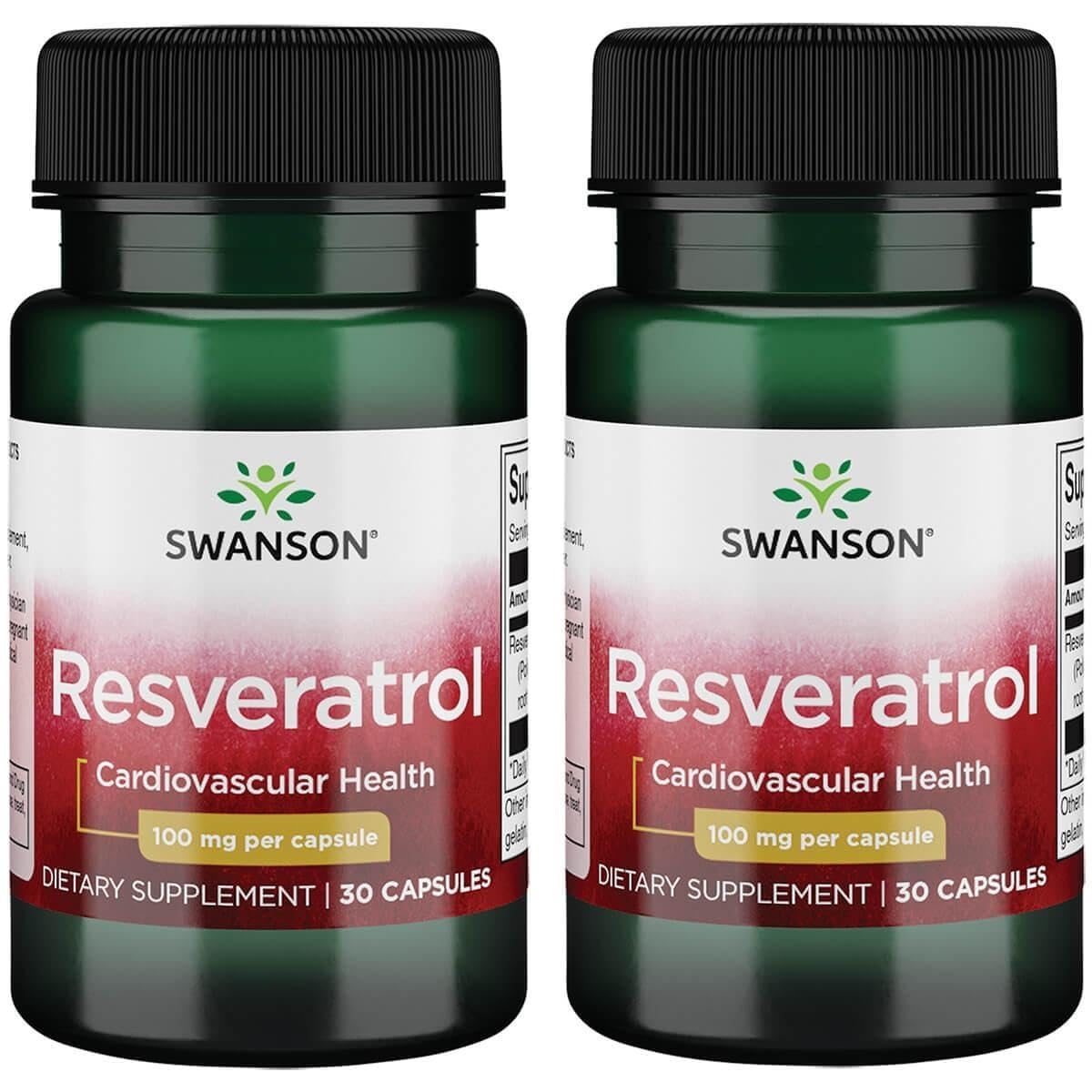 Swanson Resveratrol 100, 100 Milligrams, 30 Capsules, 2 Pack 30 Count (Pack of 2)