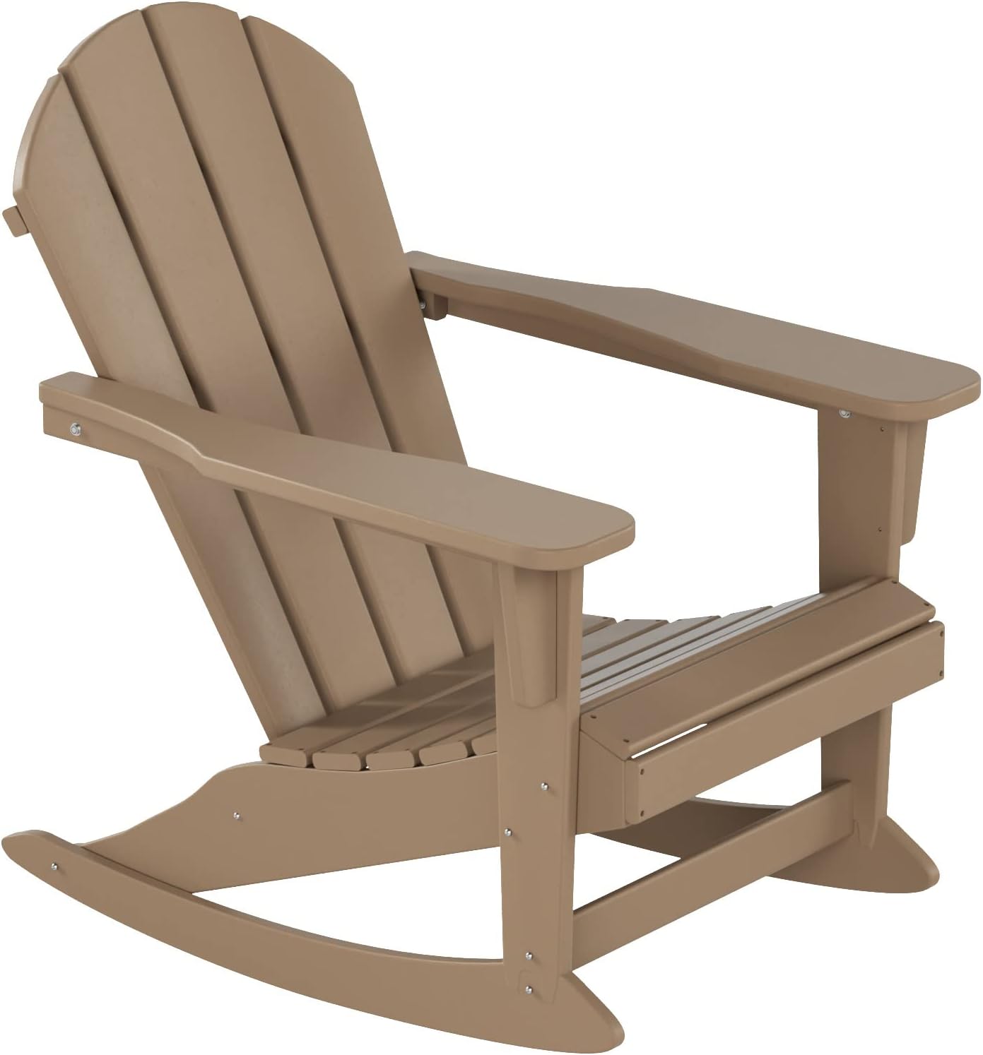 WO WESTIN OUTDOOR HDPE Laguna Outdoor Rocking Poly Adirondack Chair, Weathered Wood