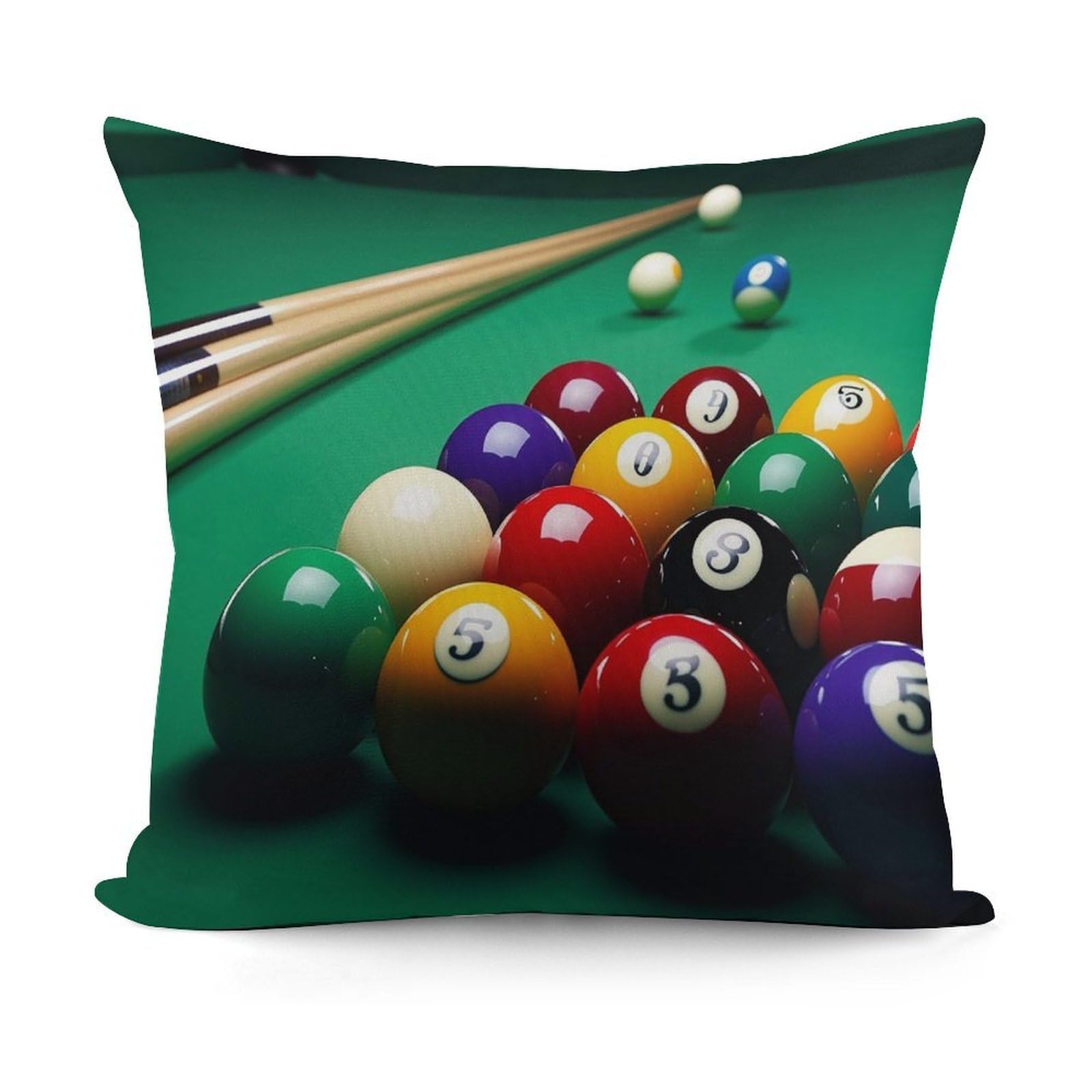 VstaDank Billiards Pillow Covers Soft Plush Decorative Square Pillow Cover Modern Breathable Pillowcases Pillowcase with Invisible Zipper 18x18 Inches for Sofa Living Room