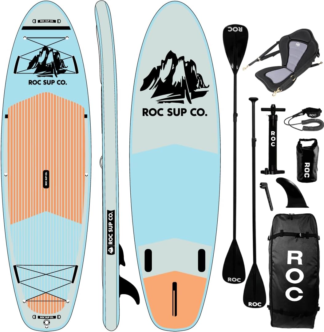 Roc Inflatable Stand Up Paddle Boards 10 ft 6 in with Premium SUP Paddle Board Accessories, Wide Stable Design, Non-Slip Comfort Deck for Youth & Adults