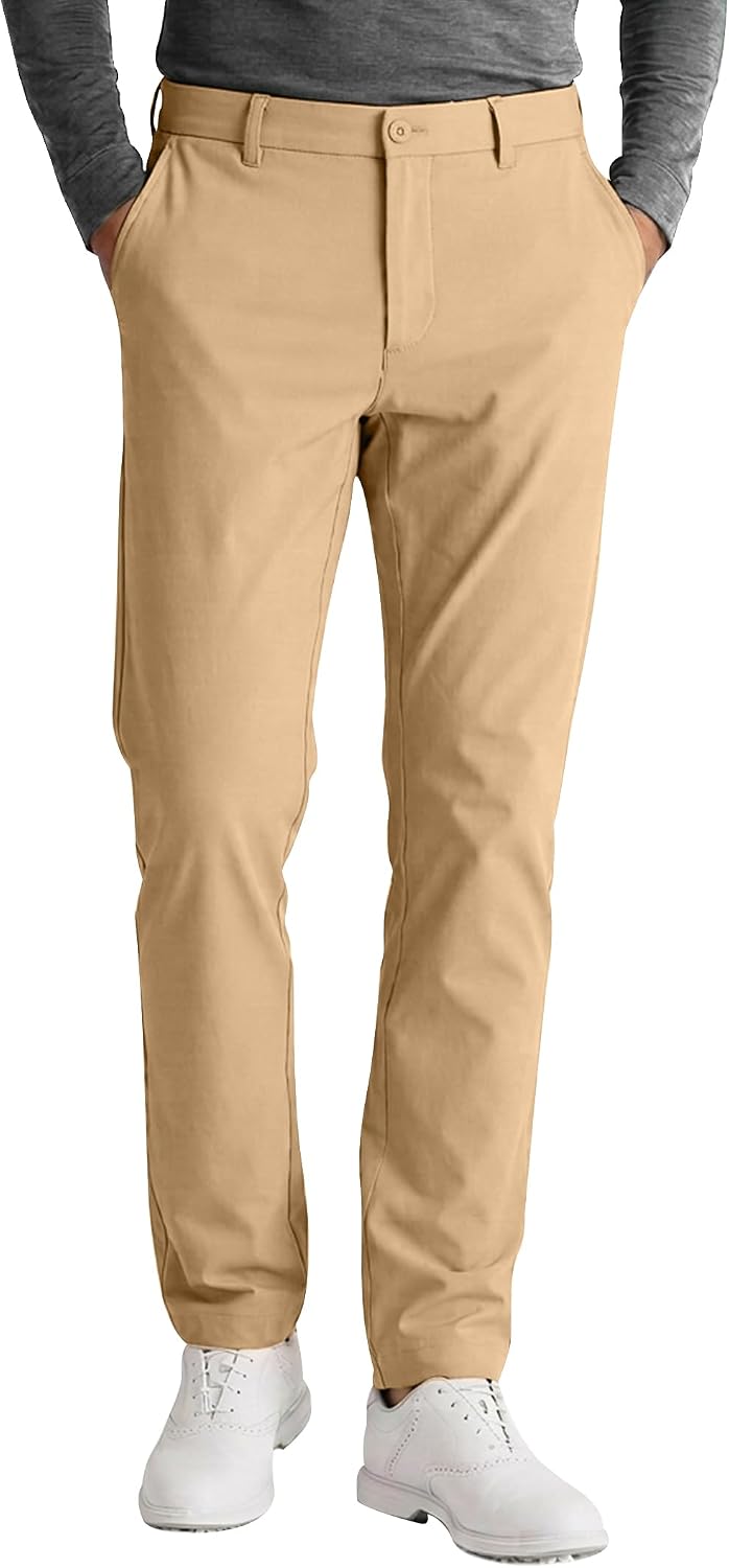 Mens Classic Fit Golf Pants, Stretch Business Casual Dress Pants for Men, Quick Dry Lightweight Work Slacks with Pockets