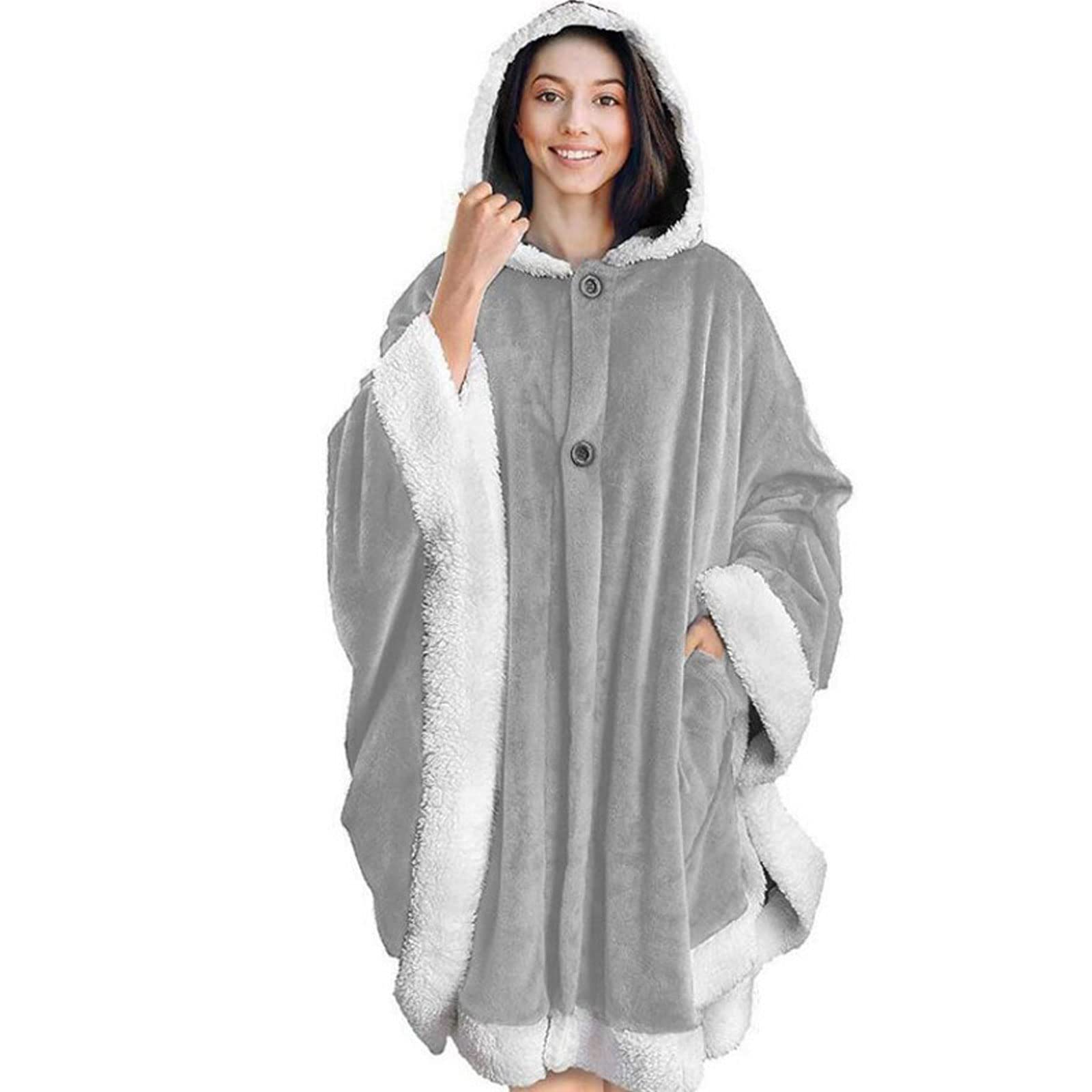 Oversized Blanket Sweatshirt, Soft Cosy Fleece Slankets for Women Men Fluffy Plush Throws Winter TV Blanket with Warm Fleece Sherpa Plush Soft Wearable Throw Cape for Wome,#2,L 94cm