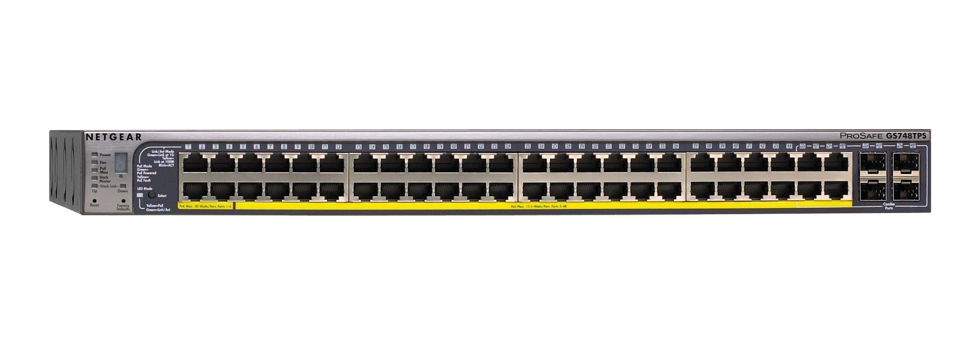 NETGEAR GS752TP-100EUS ProSAFE 52 Port Gigabit Smart Ethernet Switch with PoE (48 x Gigabit, 4 x SFP) Grey