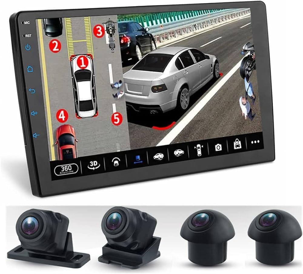 9 Inch Android Car Stereo 4GB RAM With 360D Panoramic View Camera System AHD Support Apple Carplay Android Auto Wireless QLED Touch Screen DSP Fast Interface Quick Boot Bluetooth