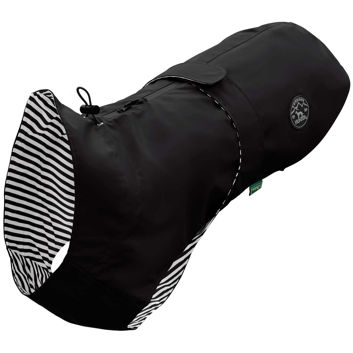 HUNTER Hunde-Regenmantel Milford, Farbe: schwarz, ergonomische Passform für optimalen Schutz, individuell verstellbar, Reißverschluss für Geschirrträger, pflegeleicht & waschbar bei 30 °C, Größe: 50