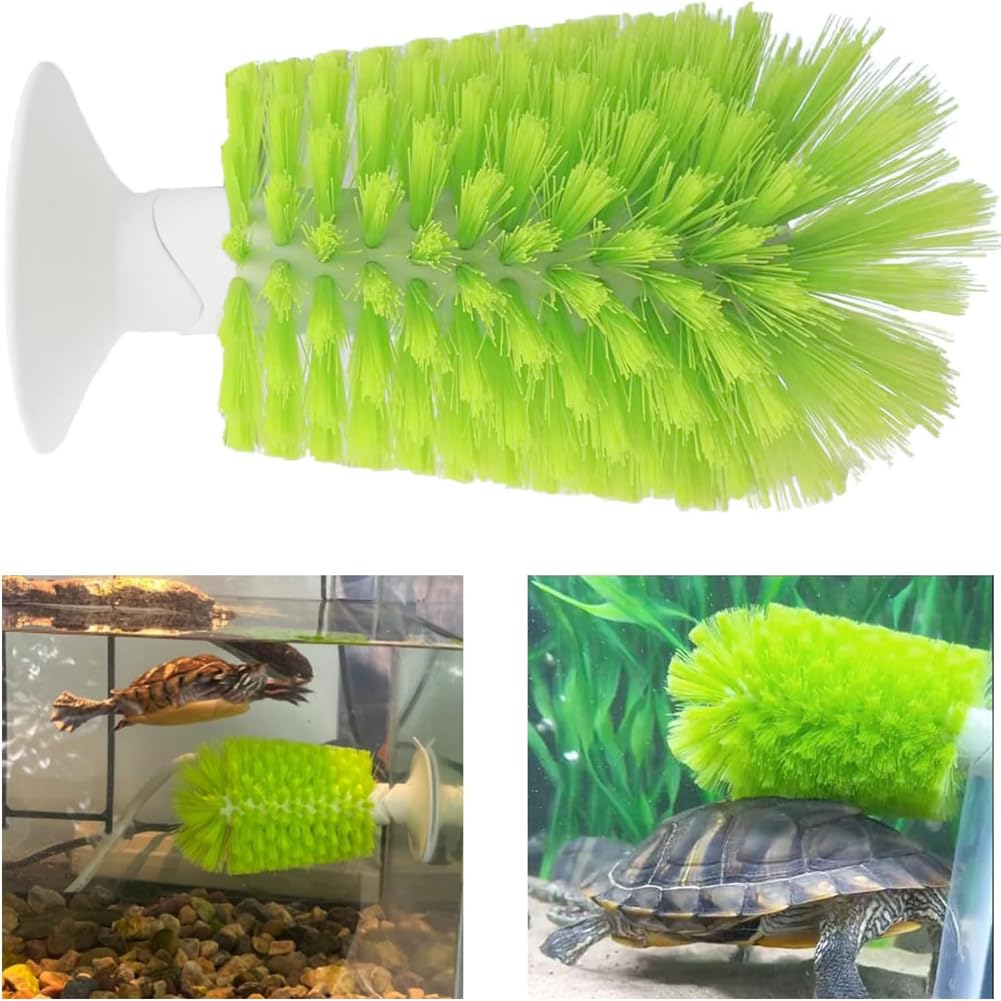 FORZENA Turtle Brush with Suction Cup for Tank High Suction Power Scrub Turtle Shell Cleaning Brush Aquatic Tank Cleaner Tool (Green)