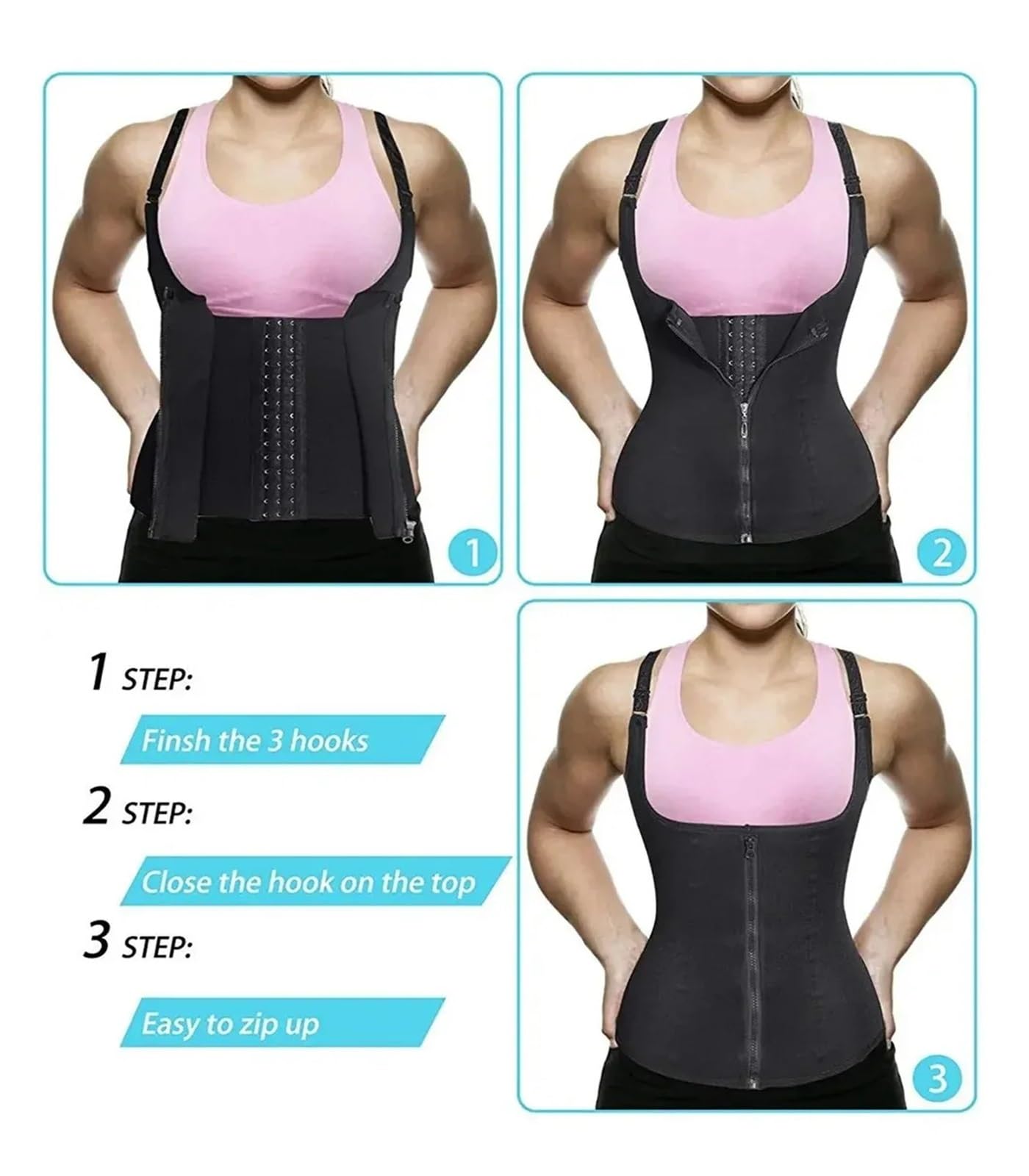 Ceinture Sudation Femme Débardeur Gainant à la Taille for Femme, Fermeture éclair, Gainant Le Ventre, sans Manches, sous-vêtement Gainant(M)