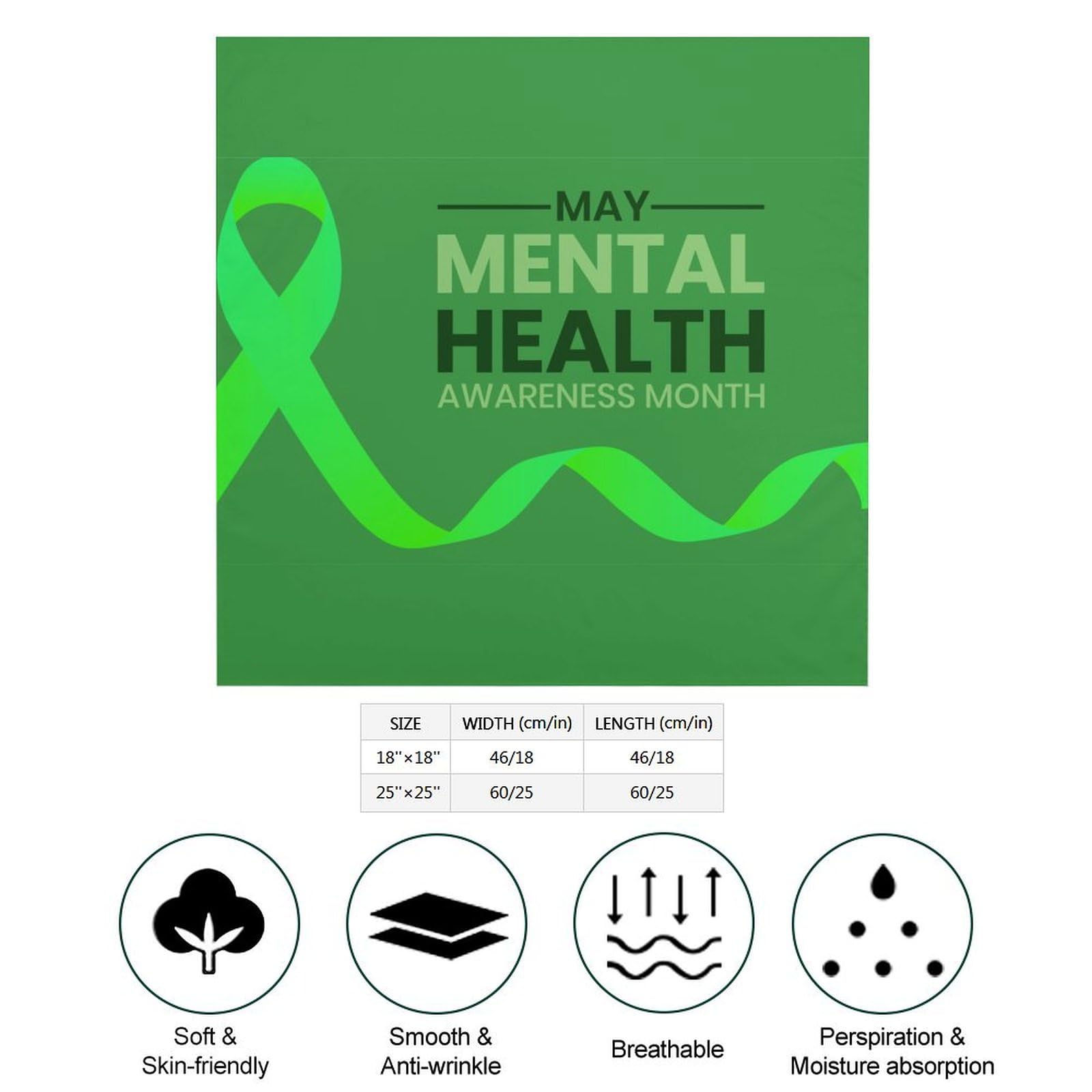 Csemeie Mental Health Awareness Month Bandana Hair Scarf Headband Adjustable Neckerchief for Men Women Decor