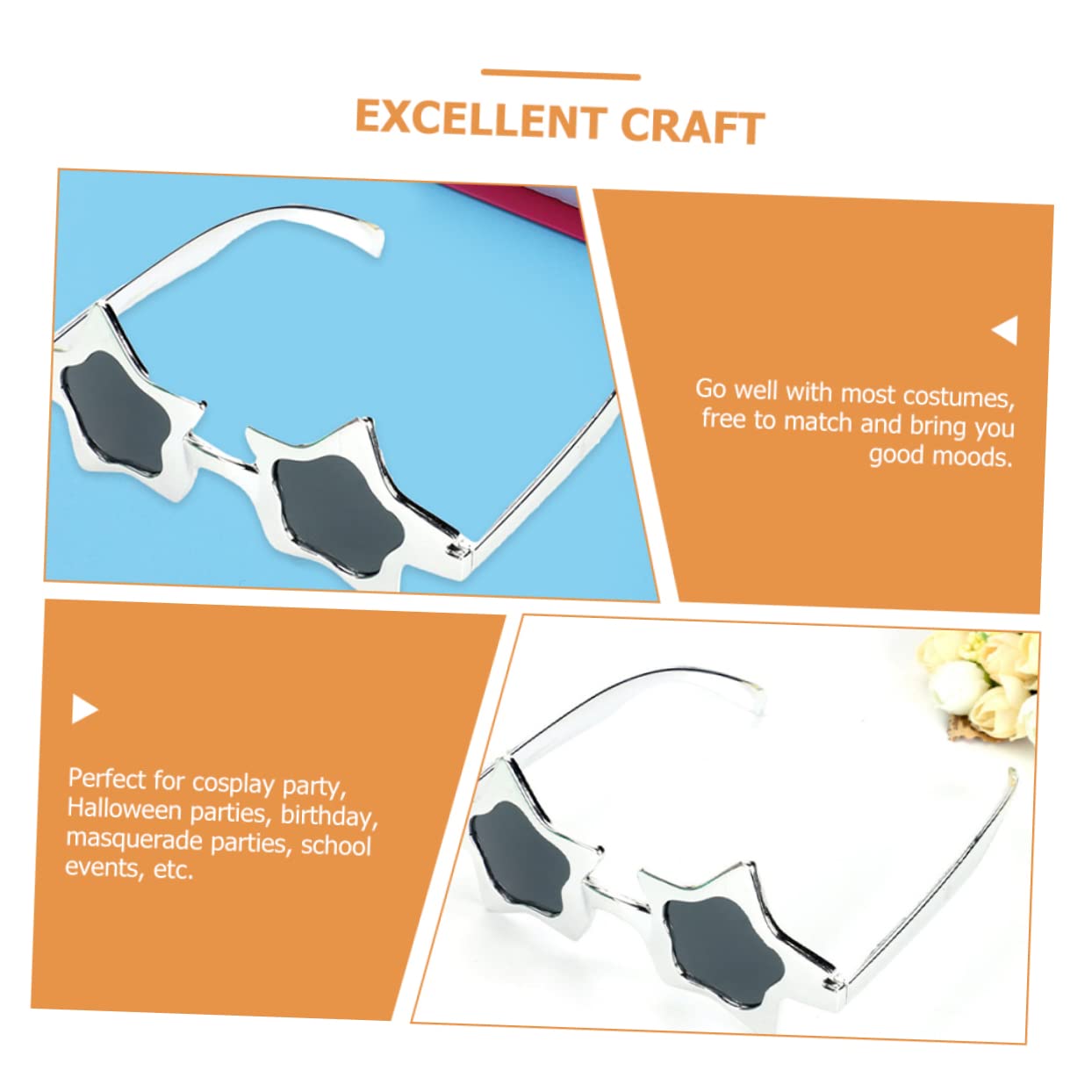 VALICLUD Lentes gafas de niño feliz año nuevo anteojos disfrace gafas divertidas gafas de sol de hombre gafas de sol para hombre gafas en forma de estrella gafas de sol estrella