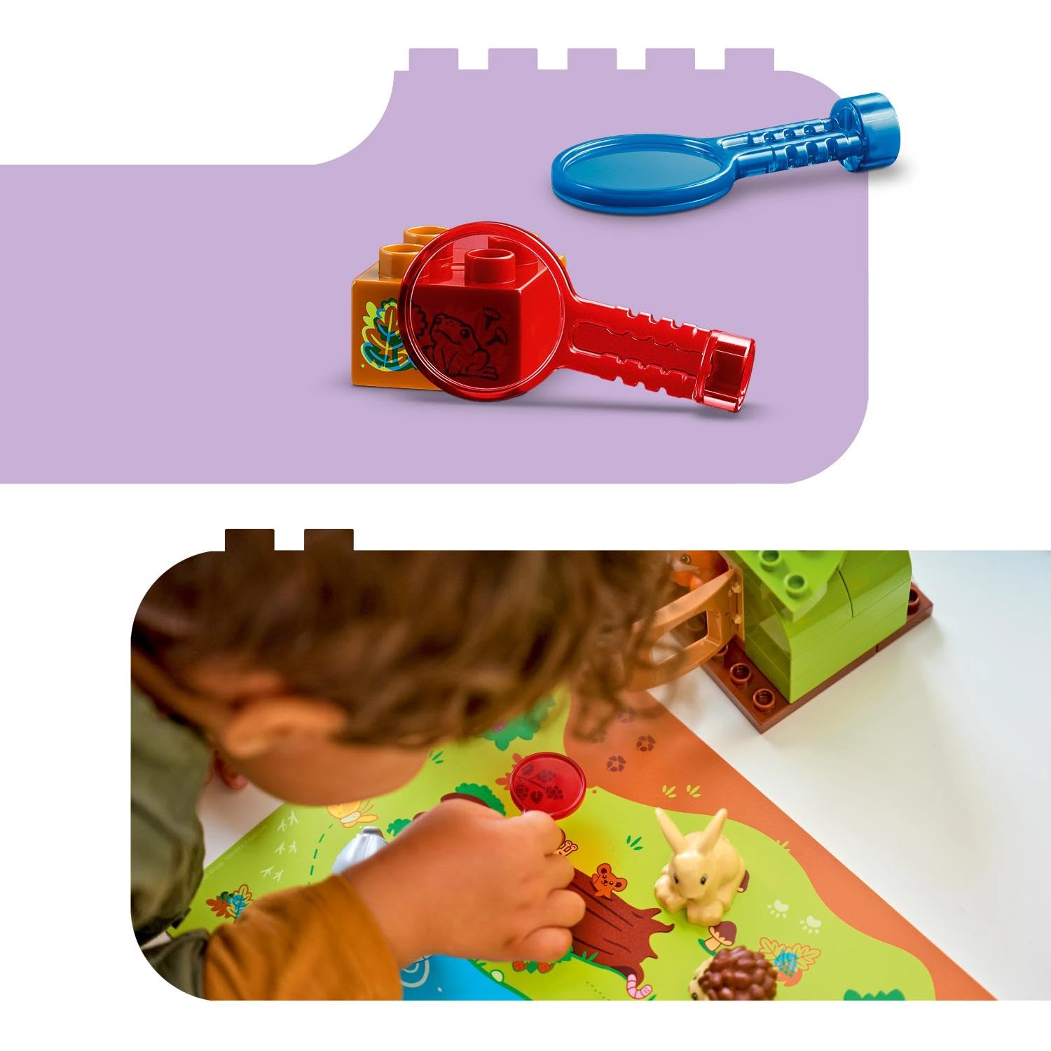 LEGO Duplo Découverte de la Forêt avec des Animaux Sauvages - Jeu Éducatif pour Tout-Petits - Jouet Montessori - Figurines d'animaux, Arbres & Tapis de Jeu - Cadeau pour Fille ou Garçon 3 Ans 10480