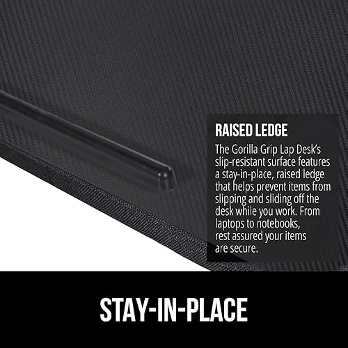 Miniatura 3 de Gorilla Grip Escritorio de regazo con soporte para teléfono, tamaño perfecto para portátiles de hasta 15.6 pulgadas, superficie plana, reborde
