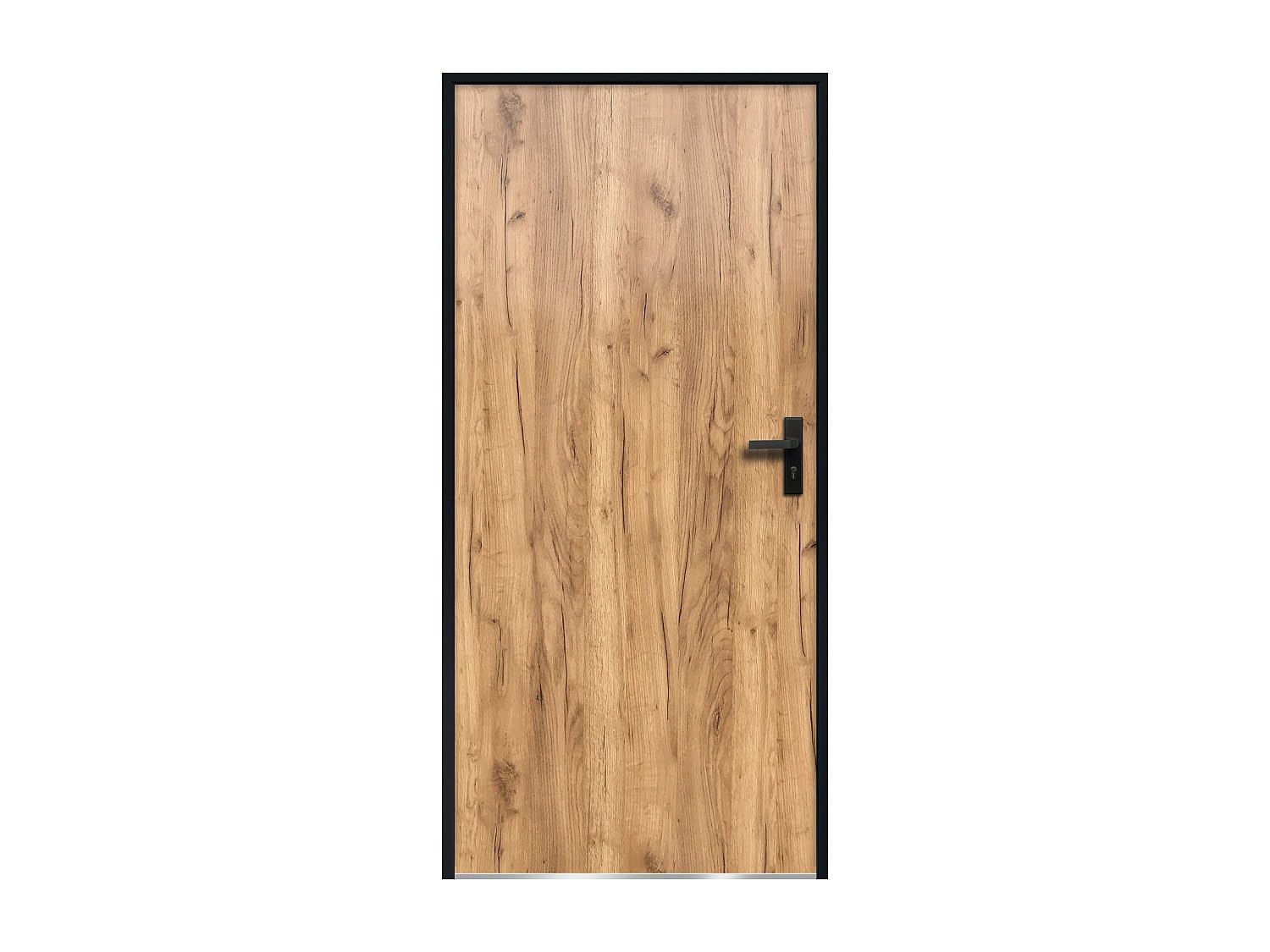 Vente-unique - Porta d'ingresso in acciaio pieno H207 x L100 cm effetto rovere - spessore 68 mm - spingendo sinistra - AGUEDA