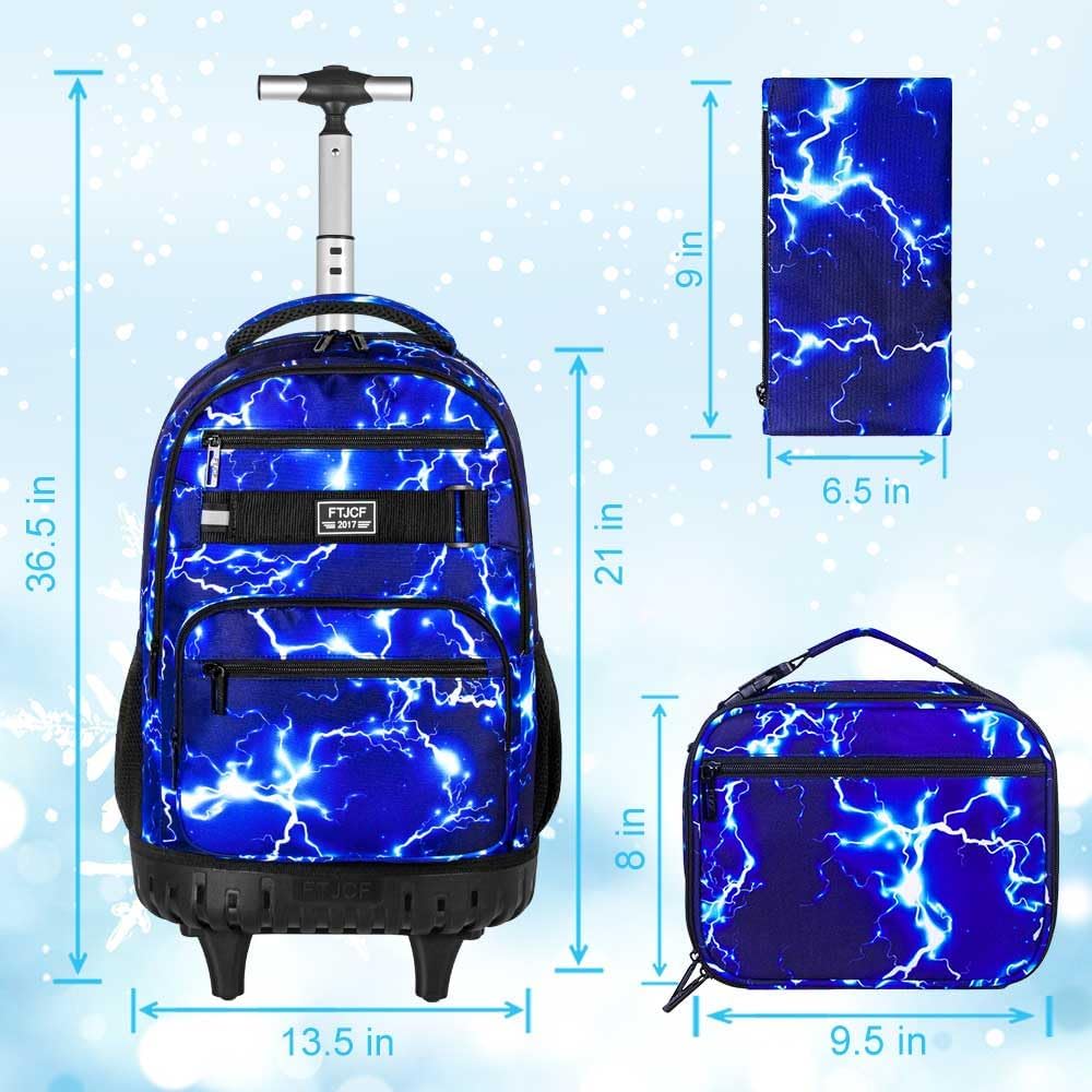 Rolling Backpack for Womens and Mens, Adults Wheeled Bookbag with Lunch Box for Girls and Boys. - Image 4