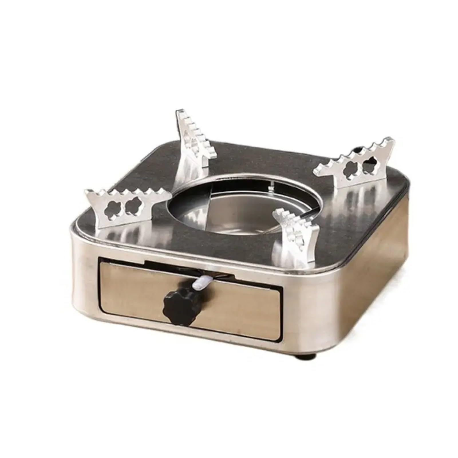 Portable Stove Rack Portable Square Stainless Steel Alcohol Stove Ultralight Drawer Style Burner Stove Silver Camping Furnace Outdoor Hiking(Drawer type)
