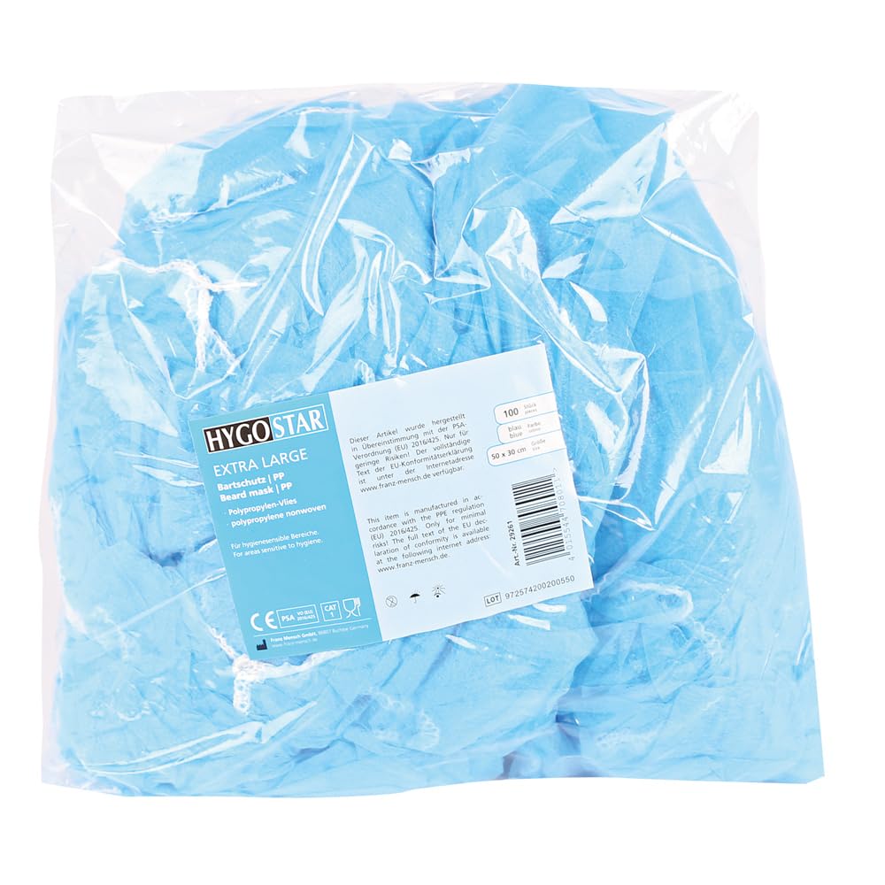 Franz Mensch 1000 Stück Hygostar Bartschutz Large | PP, white, L: 50cm, B: 30cm, universal, Box, Bartschutz, Bartnetz, Gesichtshaarschutz