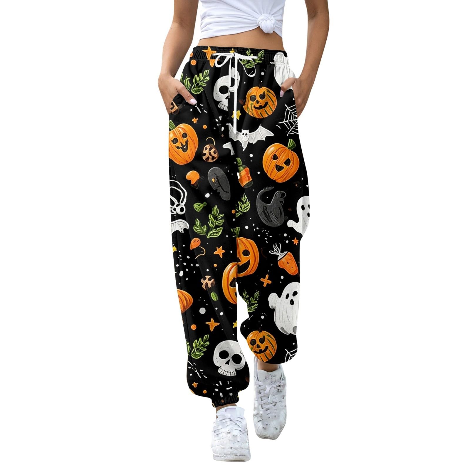 Pantaloni elasticizzati da donna, taglie grandi, streetwear, gamba