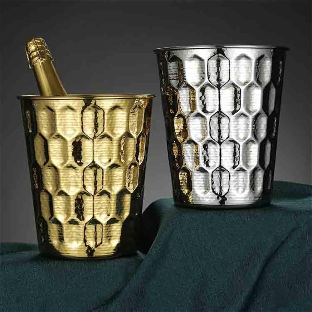 Cubo de Hielo Cubo de Hielo for el hogar, Cubo Acero Inoxidable, champán, Cerveza, Vino, Enfriador Gran Capacidad, for Granos Cubo de Hielo frío para Barra(Gold)