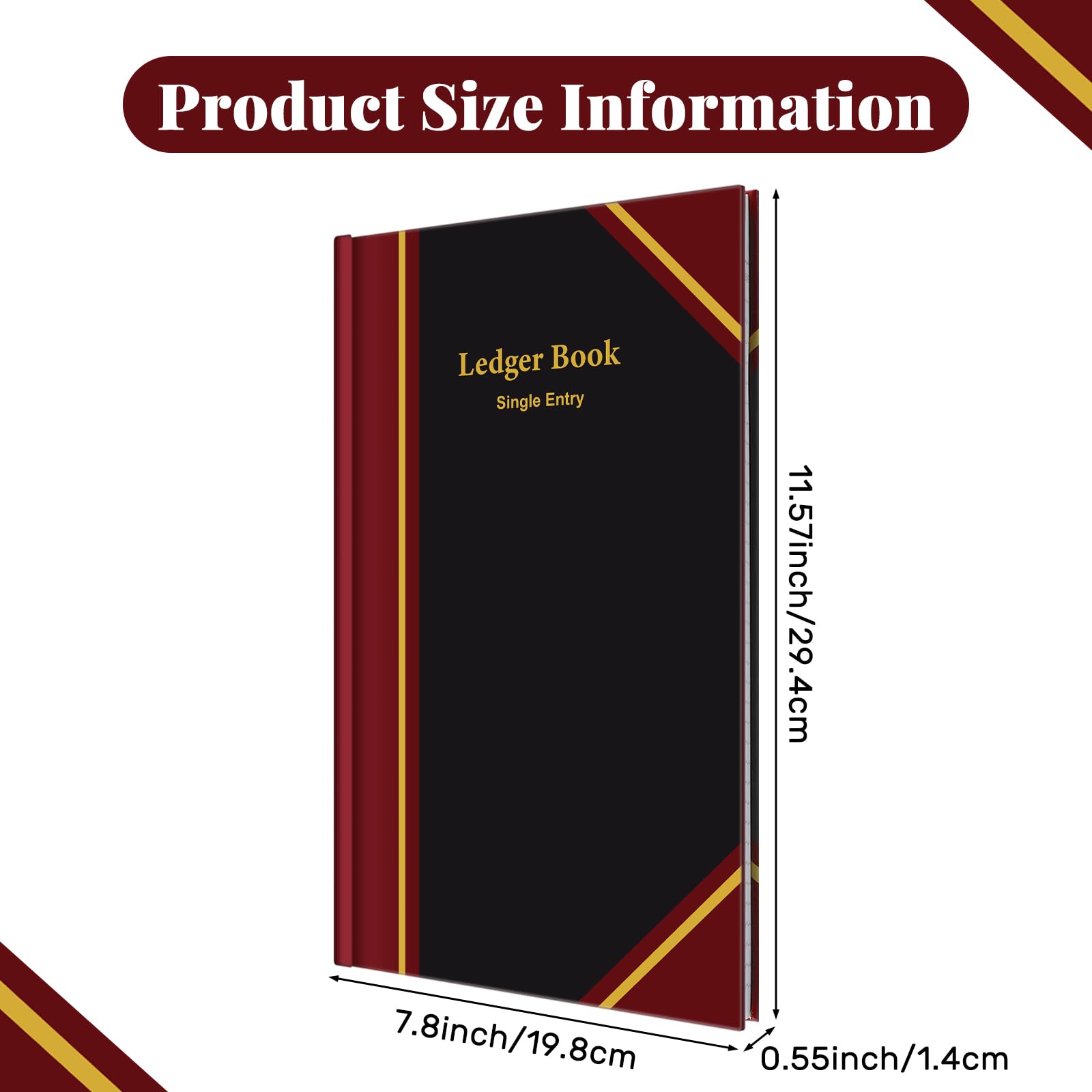 Jetec Buchhaltungsbuch für Buchhaltung, 29 x 19 cm, Schwarz, 2 Stück